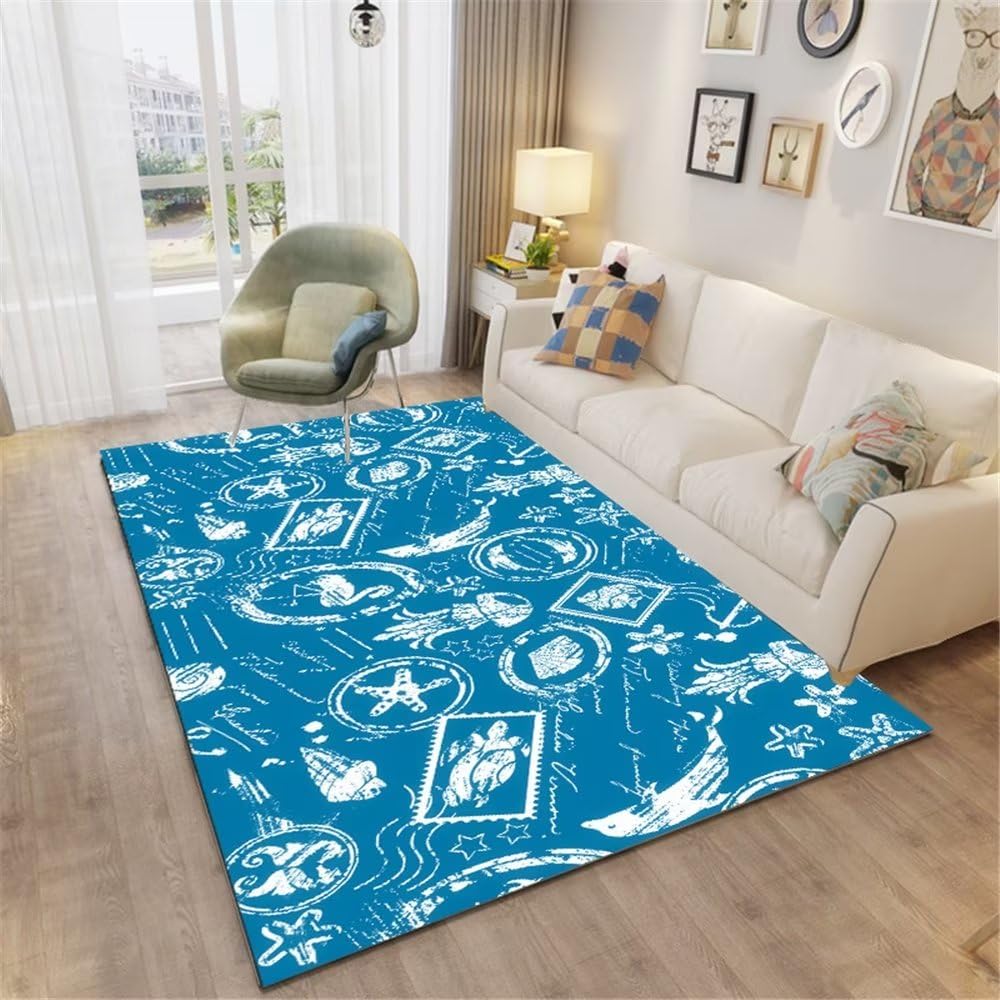 Tapis chambre adulte bleu 60x90 cm anti-poussière et lavable