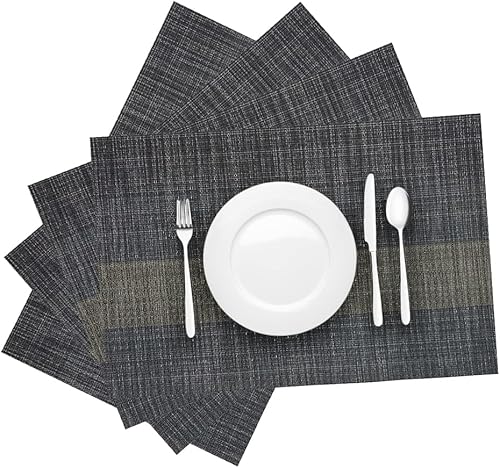 Miniatura 2 de Juego de 4 manteles individuales tejidos de vinilo, hermosos manteles individuales lavables y duraderos, antideslizantes, para interiores y