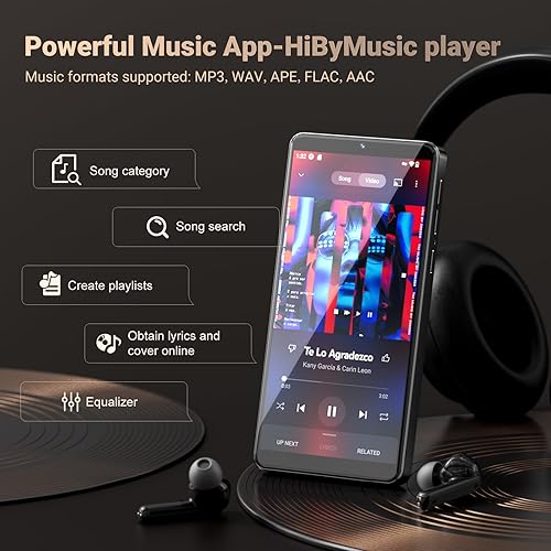 Miniatura 7 de Reproductor MP3 de 128 GB con Bluetooth y WiFi, Android 13.0, pantalla táctil HD de 5.5 pulgadas, cámara de 13 MP, Spotify precargada, Pandora,