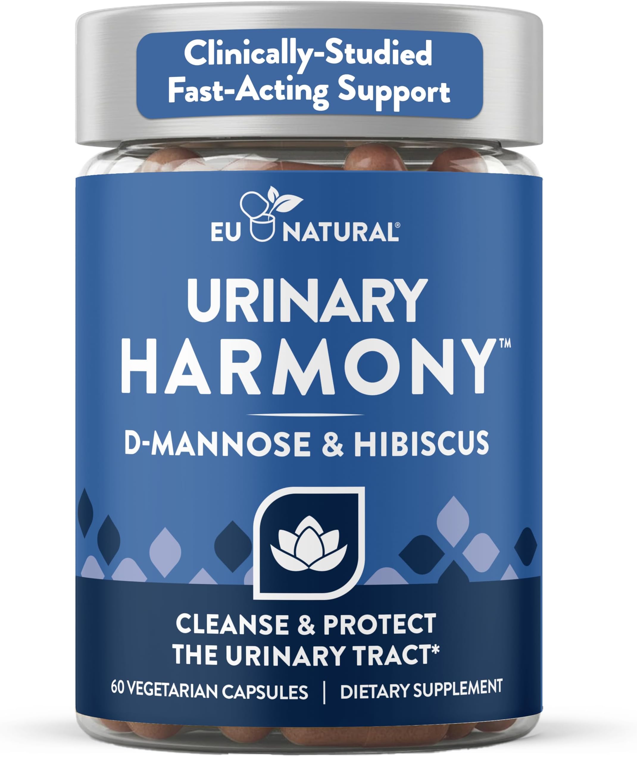 Eu Natural Harmony D-Mannose – Urinary Tract UT Cleanse & Bladder Health – Fast-Acting Detoxifying Strength, Flush Impurities, Clear System – Hibiscus Pills – 60 Vegetarian Soft Capsules
