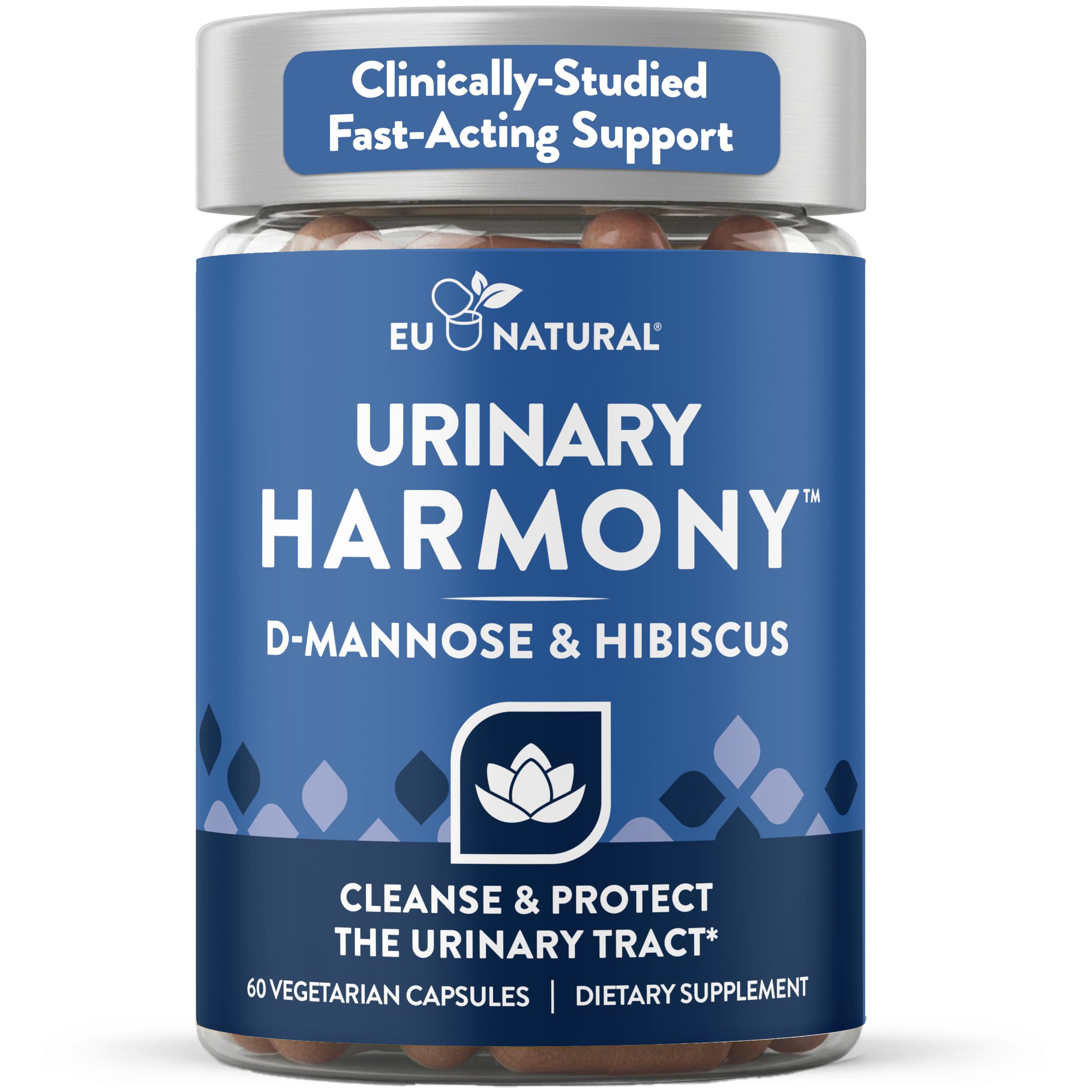 Eu Natural Urinary Harmony D-Mannose Supplement - Urinary Tract Health for Women - Fast-Acting Urinary Cleanse & Flush with Clinical-Strength D-Mannose & Hibiscus - 60 Capsules