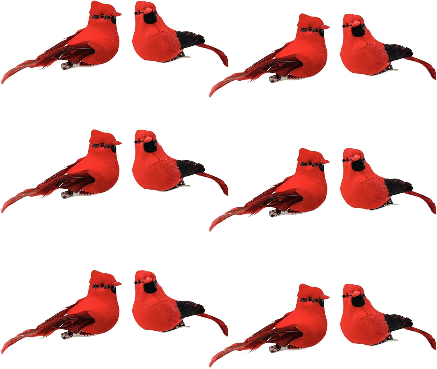 Berfutall-Cardinal Clip On Christmas Tree Ornament Decorations - Red Feathers Set of 12 Pieces Each is 2.8" Lon(B) - Image 2
