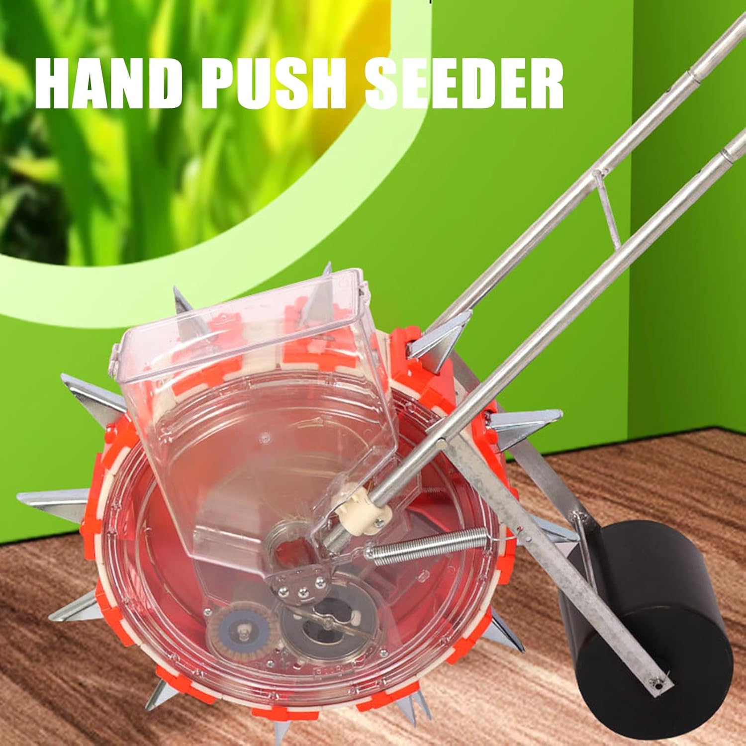 Manual Garden Lawn Spreader, Hand Push Roller Seeder, Portable Garden Push Seeder, Sowing Depth 6CM, Sowing Amount 1-2 Seeds Adjustable, for Vegetable Garden