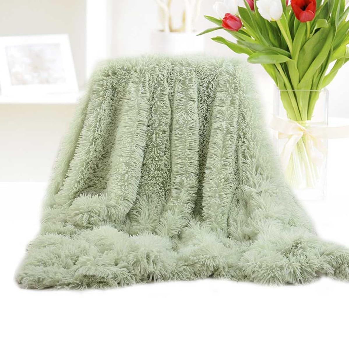 TOYANDONA Coperta Morbida in Pile per Letto, 130x160 Cm, Verde