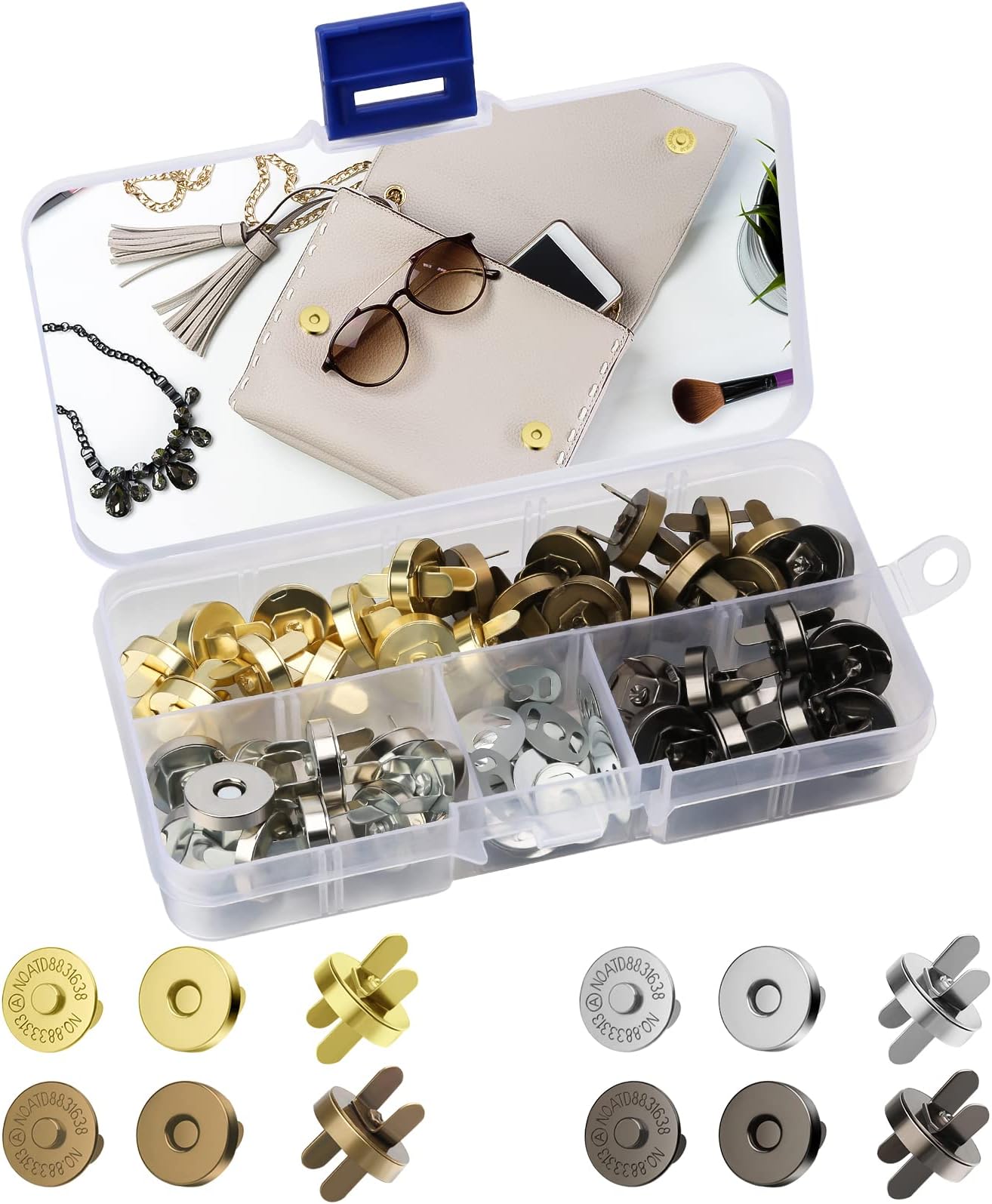 24 Stück Magnetknöpfe 18mm Silber - Magnetverschluss Für Taschen Kleidung