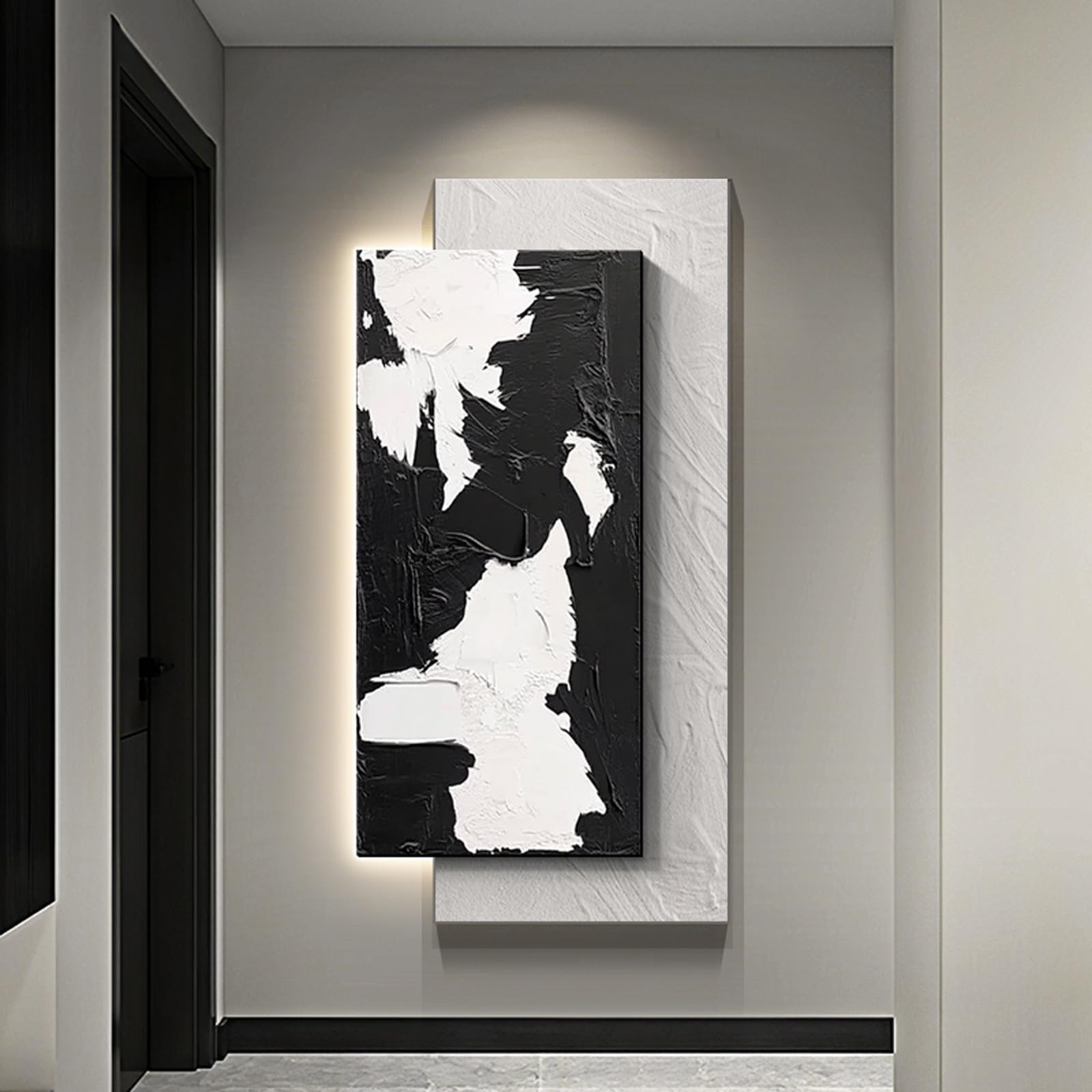 Décoration murale 3D relief lumineuse LED motif grès pour salon - 8