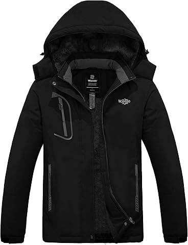 Wantdo Chaqueta de Esquí Cálida para Mujer con Forro Polar Chaqueta de Snowboard Impermeable con Capucha Abrigo de Montaña Impermeable Antiviento Mujer