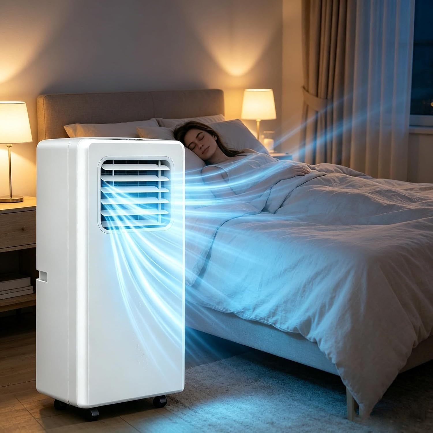 Condizionatore d'Aria Portatile 12000 BTU, unità AC Mobile con Zero Scarico e deumidificatore per uffici Domestici Fino a 28 m², Controllo remoto e Due velocità, 12000BTU, 12000BTU