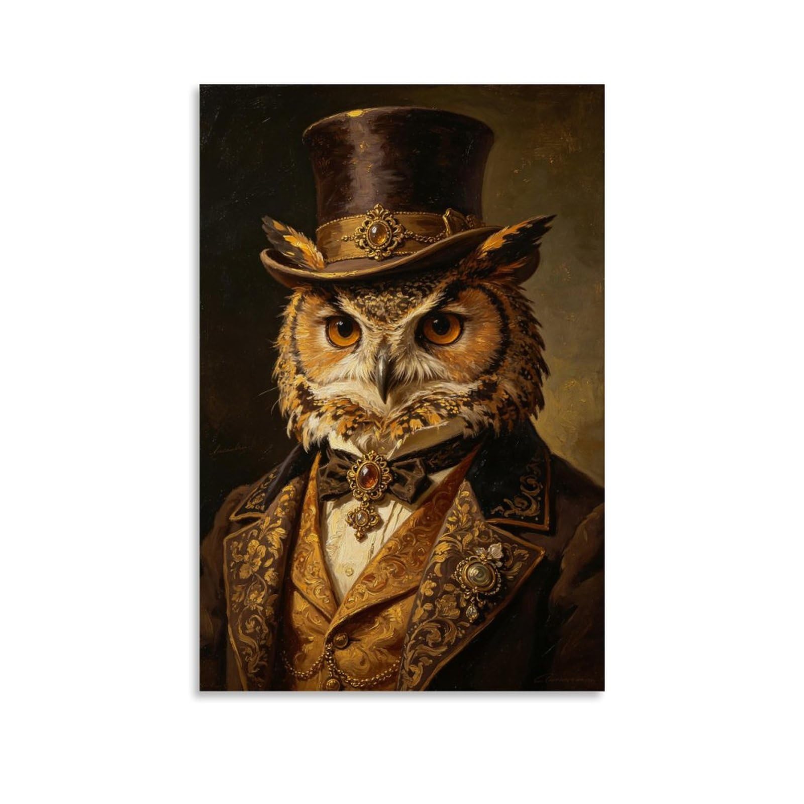 LDFUIEKSUFG Victorian Gentleman Owl（1） Poster Wall Art Aesthetic Cover Poster Design Painting for Living Room Bed Room 12x18inch(30x45cm) Unframe-style