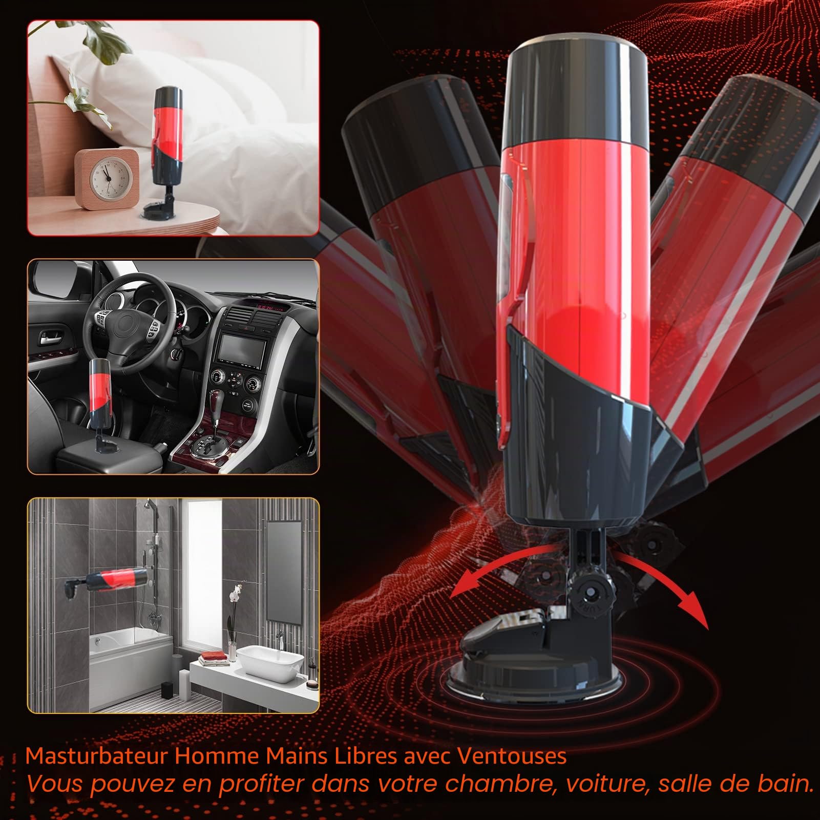 Masturbeuse Homme Sex Toys, Masturbateurs Masculins Mains Libres avec 7 Modes Télescopiques et Rotations, Sextoyse Homme Sex Masturbateur Homme