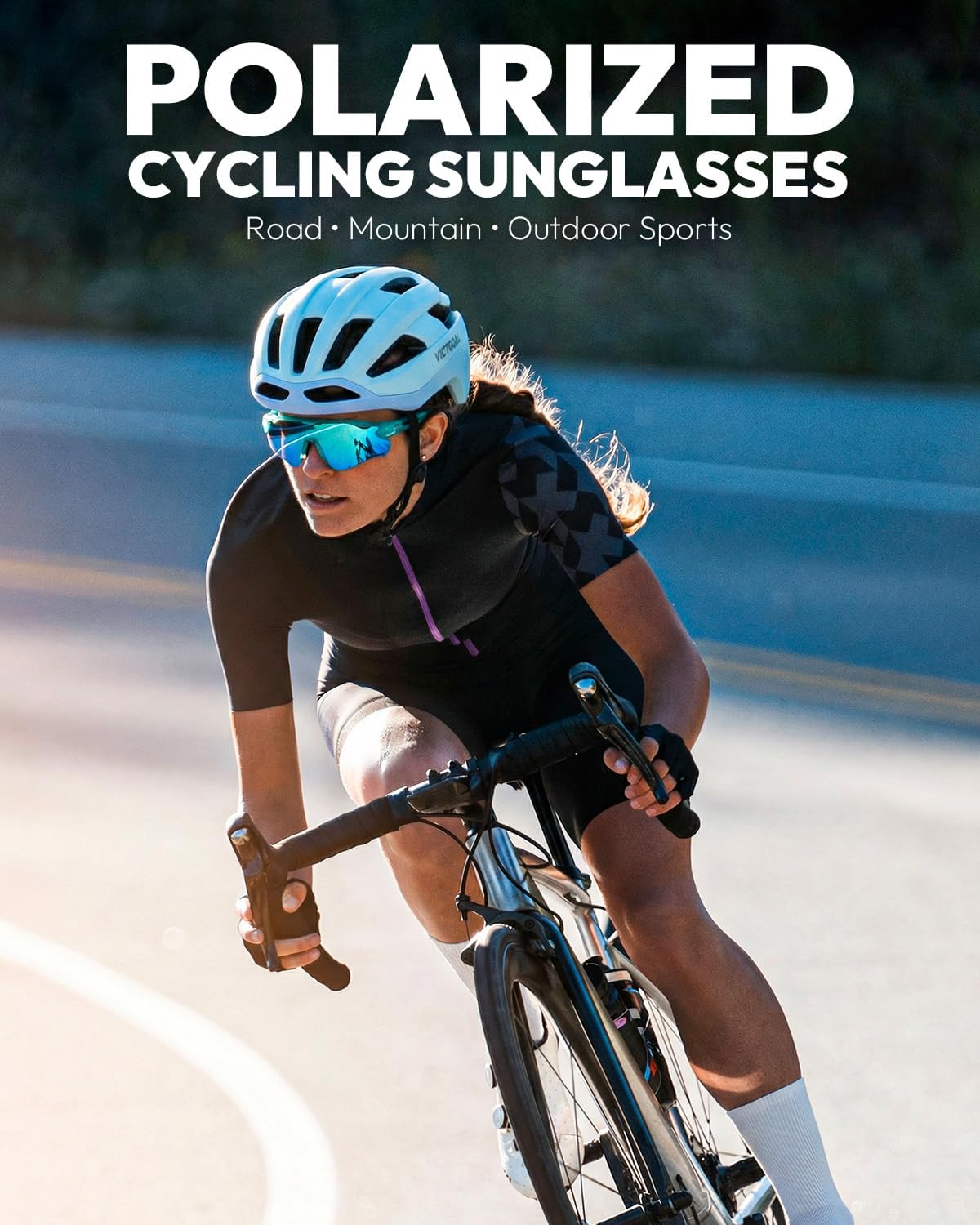 VICTGOAL Cycling Glasses for Men Women with Polarized Lenses UV Protection Cycling Sunglasses TR90 Frame for MTB Bike Glasses