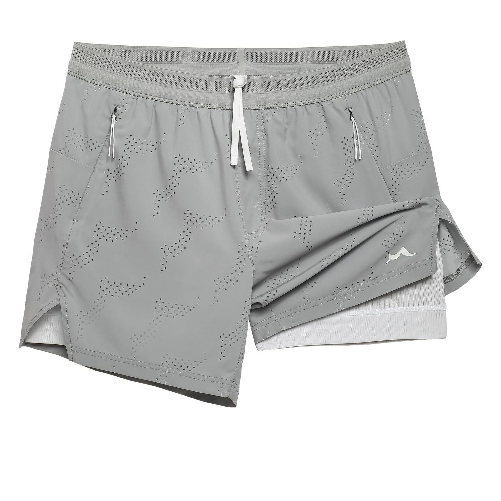 maamgic Mens 2 in 1 Running Shorts 5" Gym Workout Shorts with Zipper Pockets