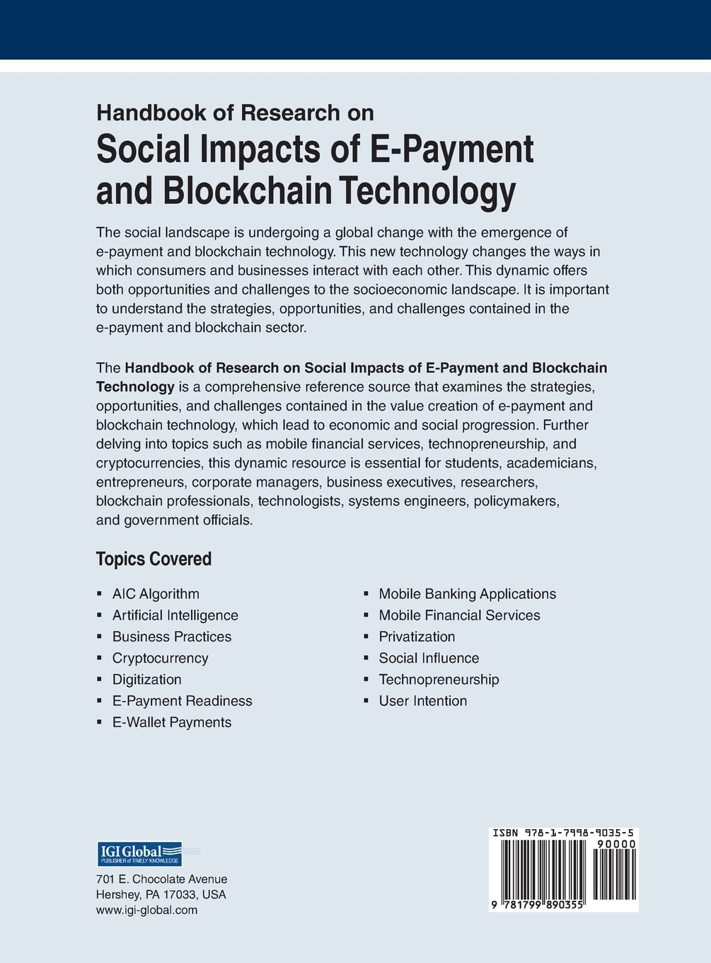 Handbook of Research on Social Impacts of E-payment and Blockchain Technology