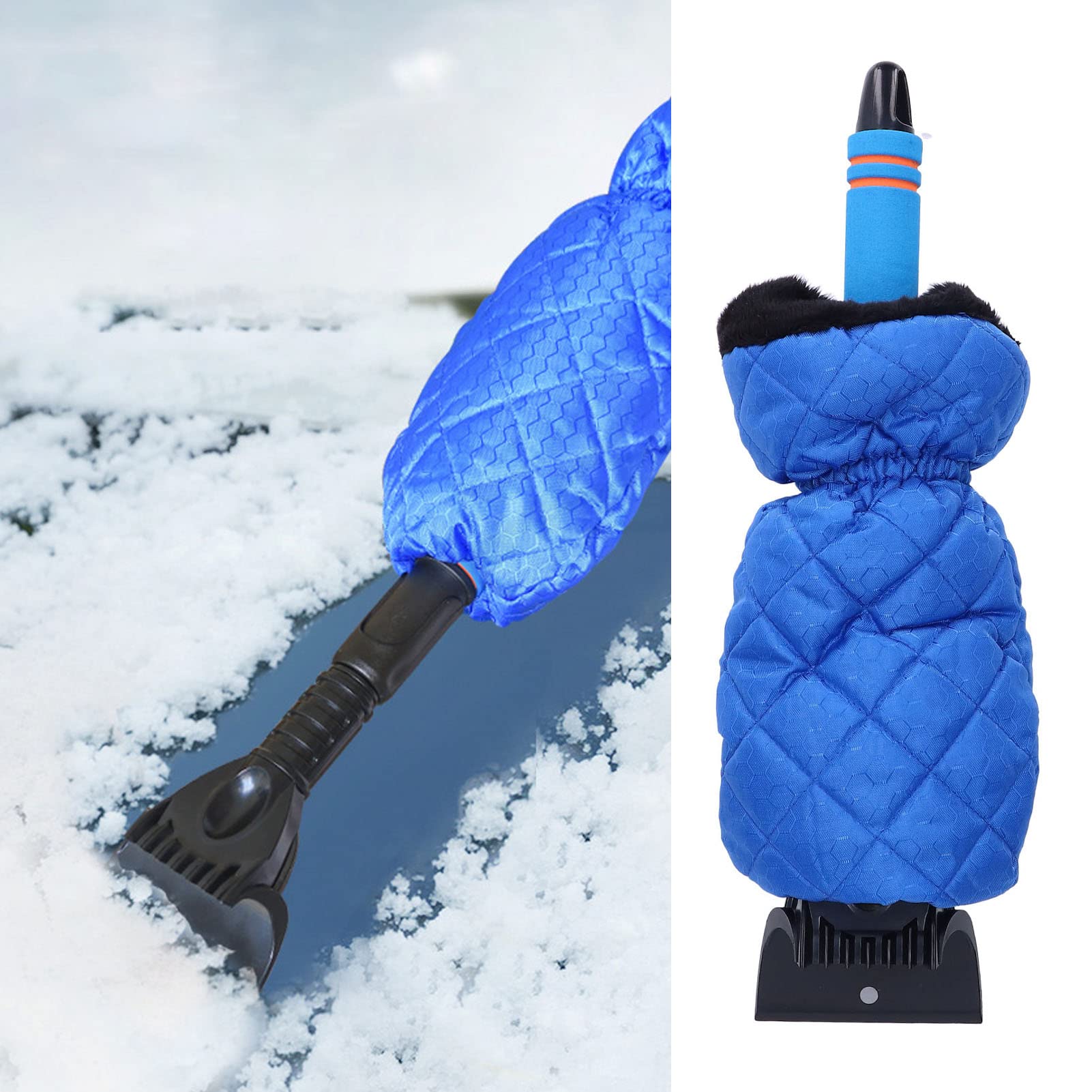 Pala de Nieve para Coche, Pala de Nieve para Coche, Pala de Nieve con Mango de Aluminio Engrosado, portátil y Multifuncional con Funda cálida retráctil para Coches, Motos de Nieve, Camping para invi