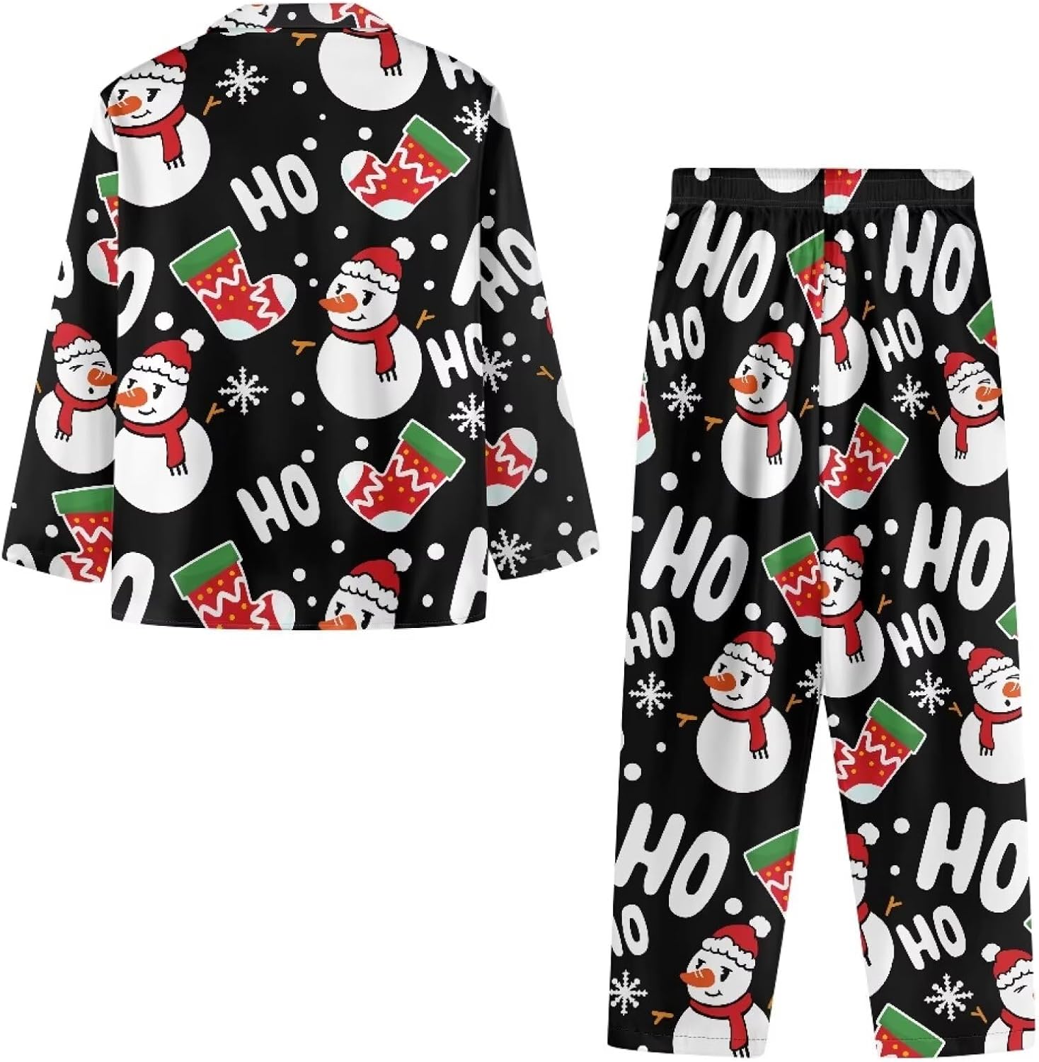 AmzPrint Reindeer Holly Print Christmas Black Pajama Pants Men Breathable Funny Pajama Pants For Men