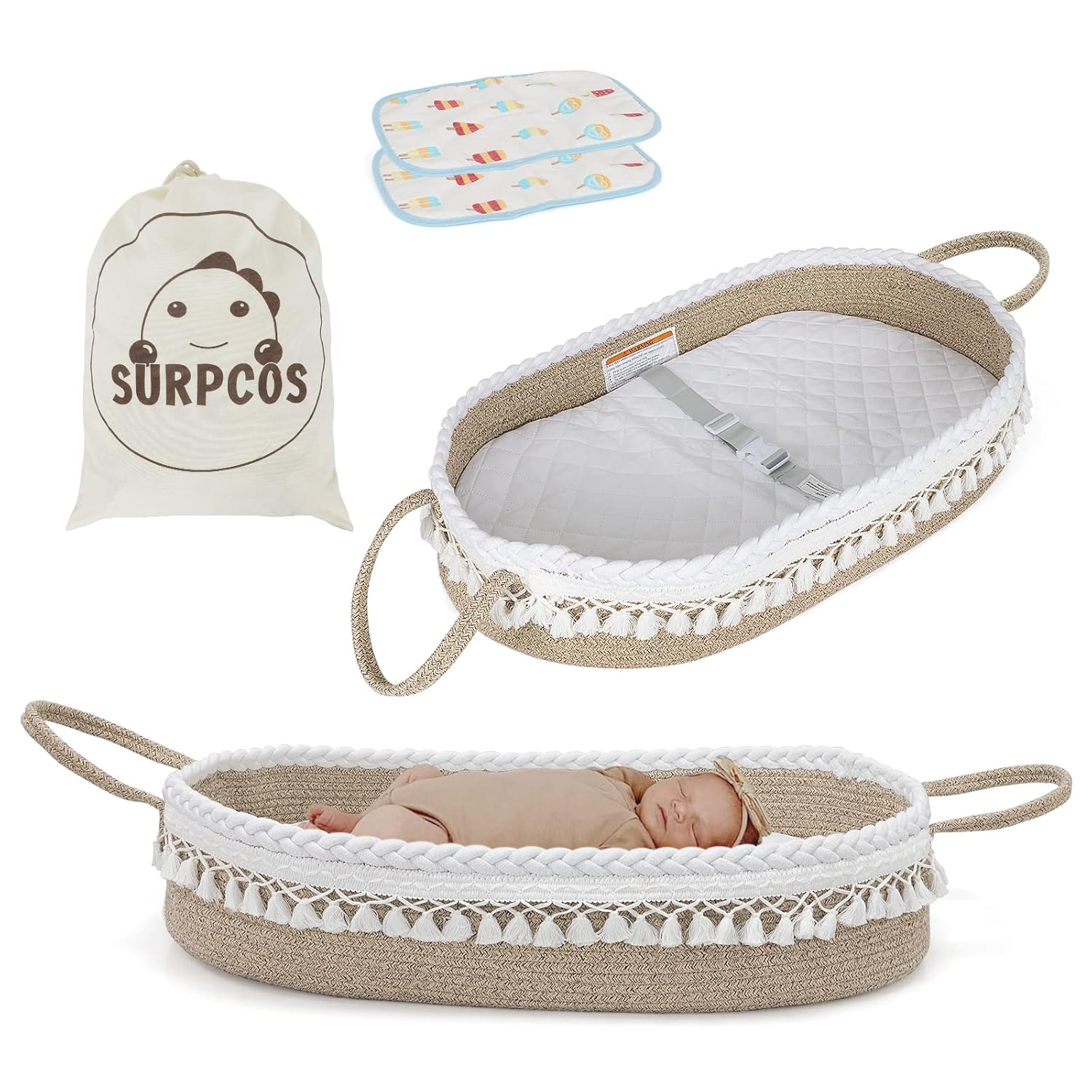 SURPCOS Baby Changing Basket, Changing Table Baskets