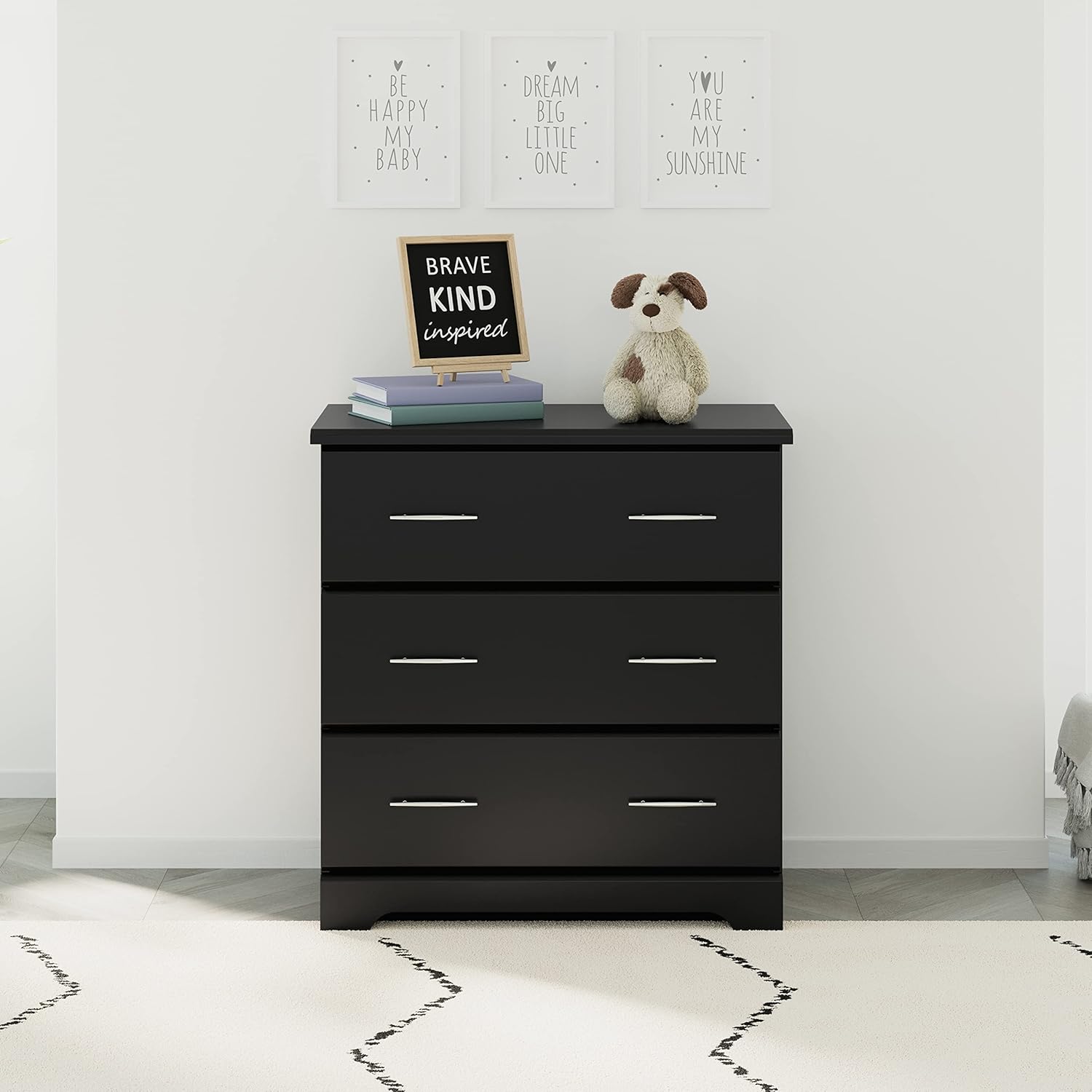 Storkcraft Brookside 3 Drawer Dresser (Black) – Baby and Kids Bedroom Organizer, Nursery Chest, Storage Dresser With Drawers, Universal Design : Baby