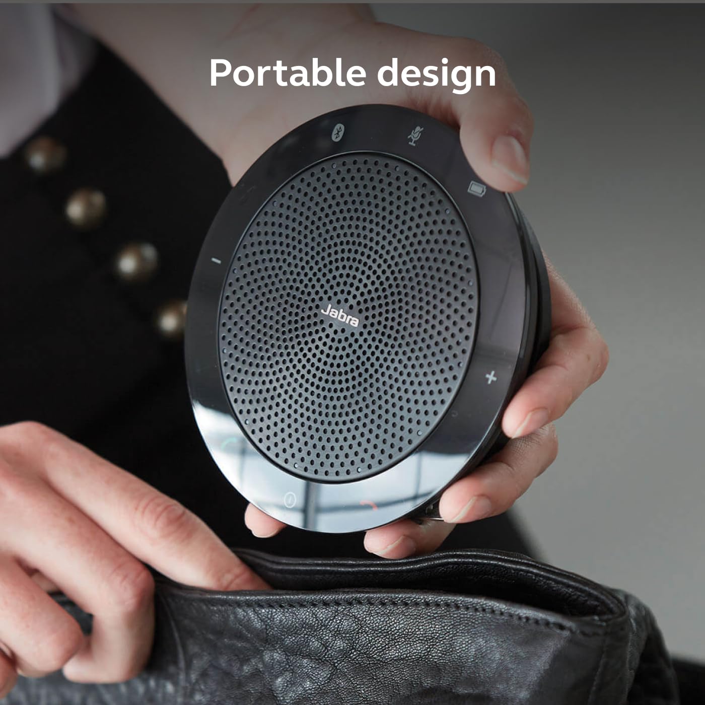 Jabra Speak 510 (Edizione 2025) Altoparlante Bluetooth portatile, USB o wireless per riunioni e chiamate con suono cristallino, funziona con Microsoft Teams, nero