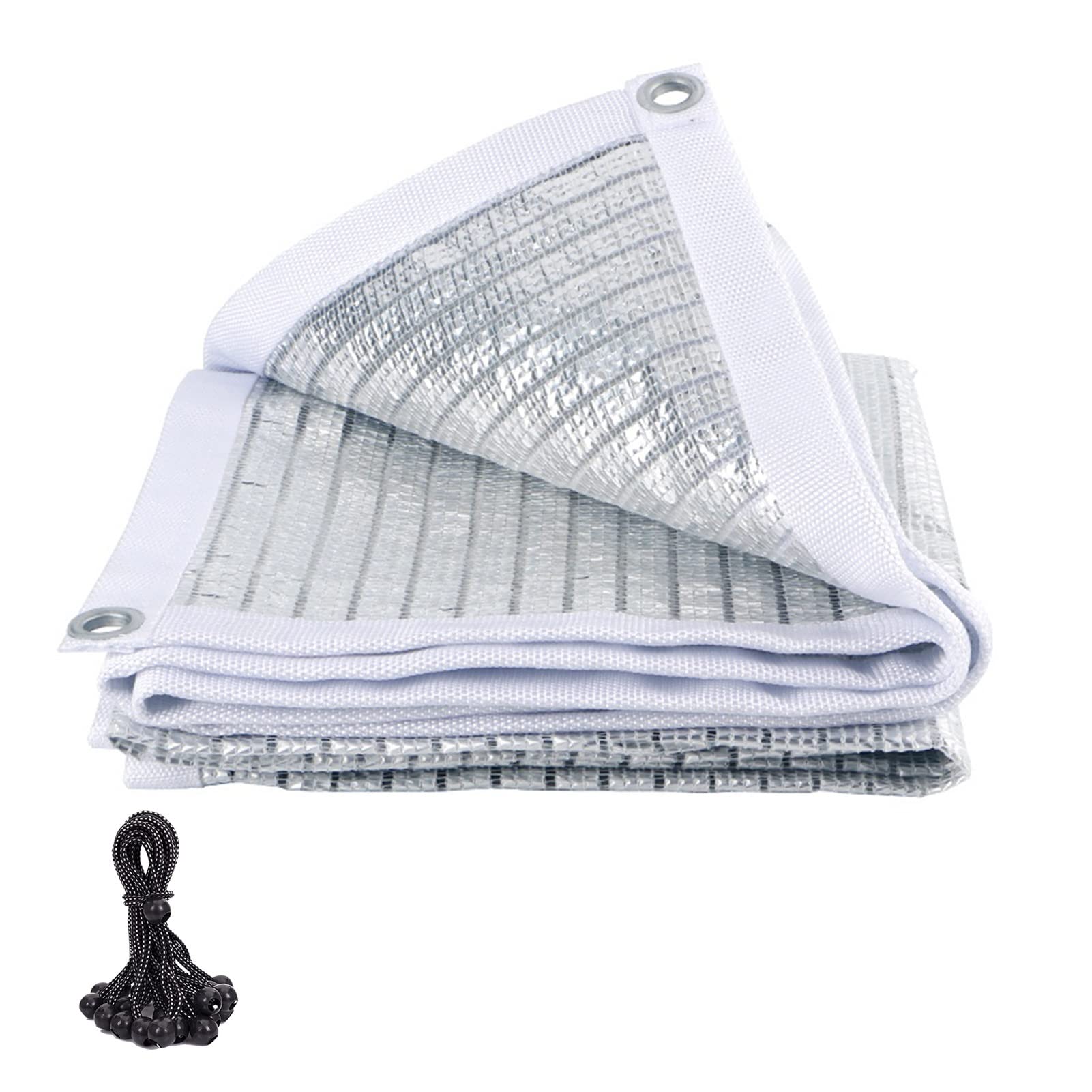 Toile d'ombrage aluminium anti-chaleur 4x7 m réfléchissante argent