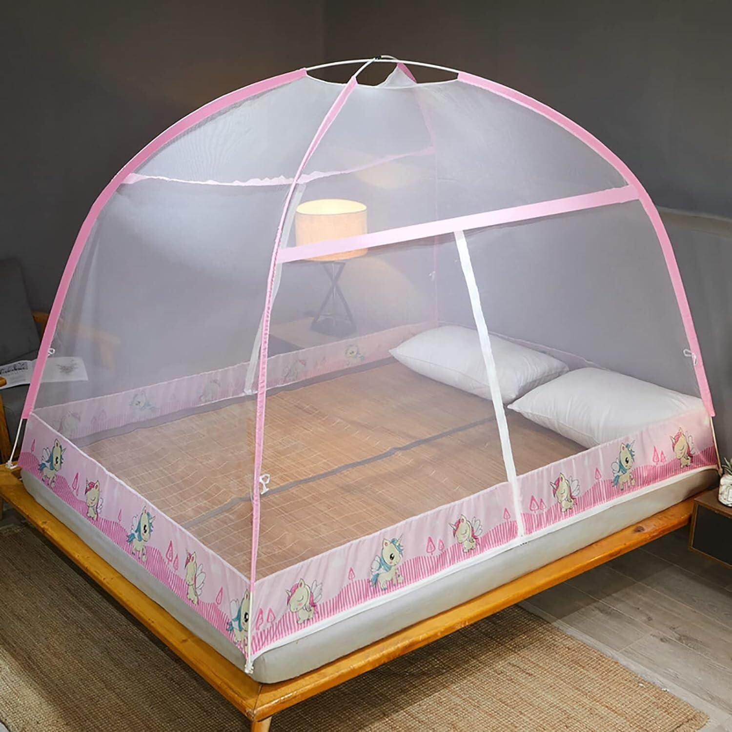 Moustiquaire pliable double porte protège grand lit 1.8M des insectes