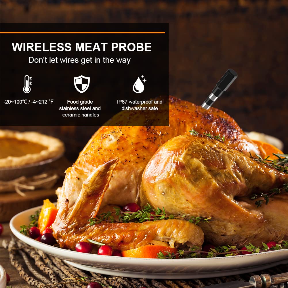 review Smart Meat Thermometer Wireless, ASOFTY 200FT Digital Meat Thermomter for Cooking, BBQ Thermometer for Grilling Oven Smoker