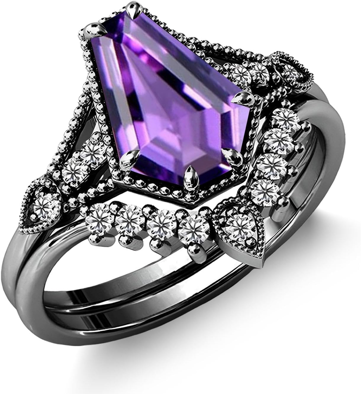 2CT Coffin Cut Gemstone Engagement Ring Sets for Women 10K 14K 18K Gold Gemstone Wedding Band Anniversary Christmas Gift for Mother/Wife with Delicate Box Free Engrave