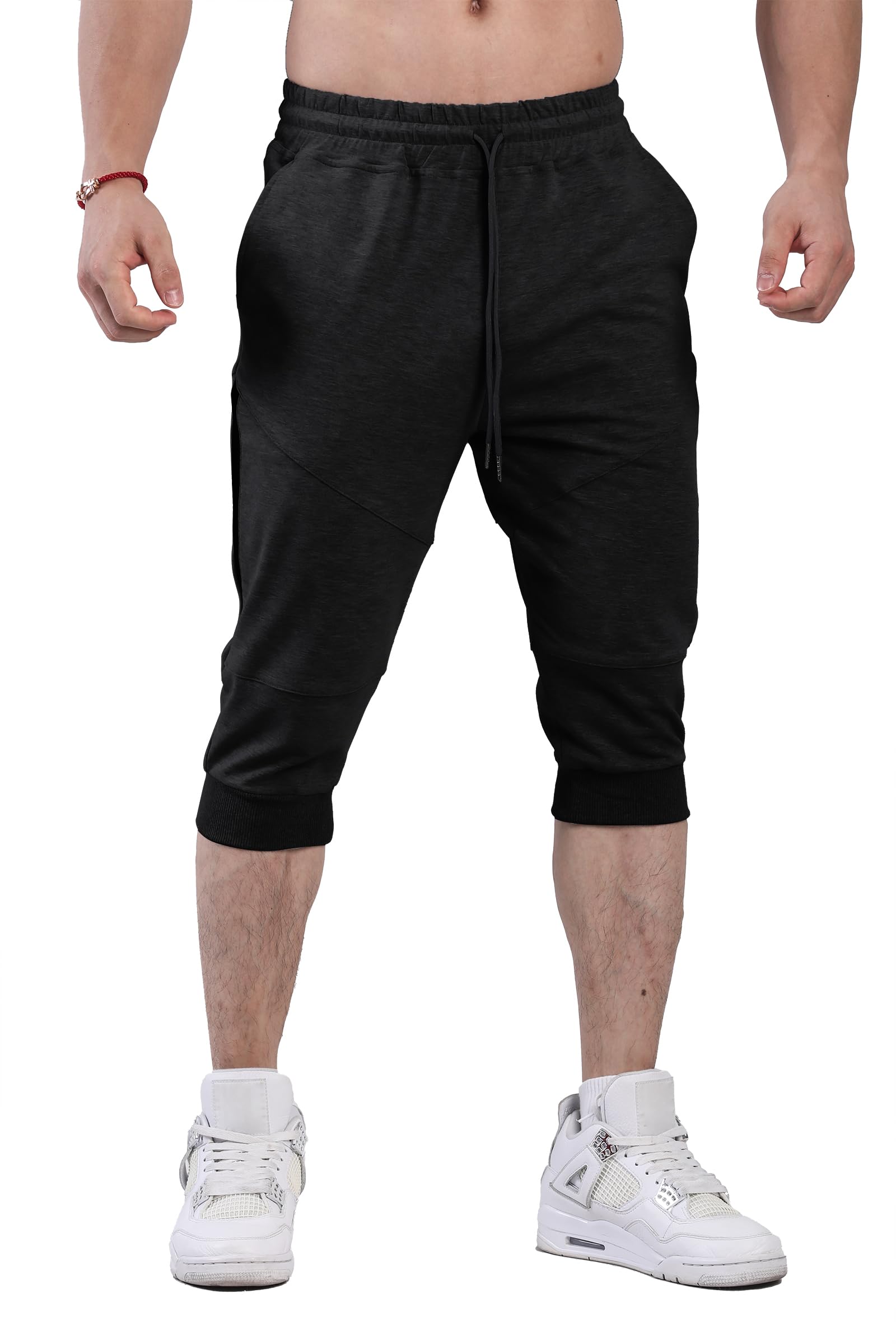 FIRSTGYM Casua Pantaloni da jogging da uomo a 3/4 affusolati per allenamento, palestra, pantaloni da jogging
