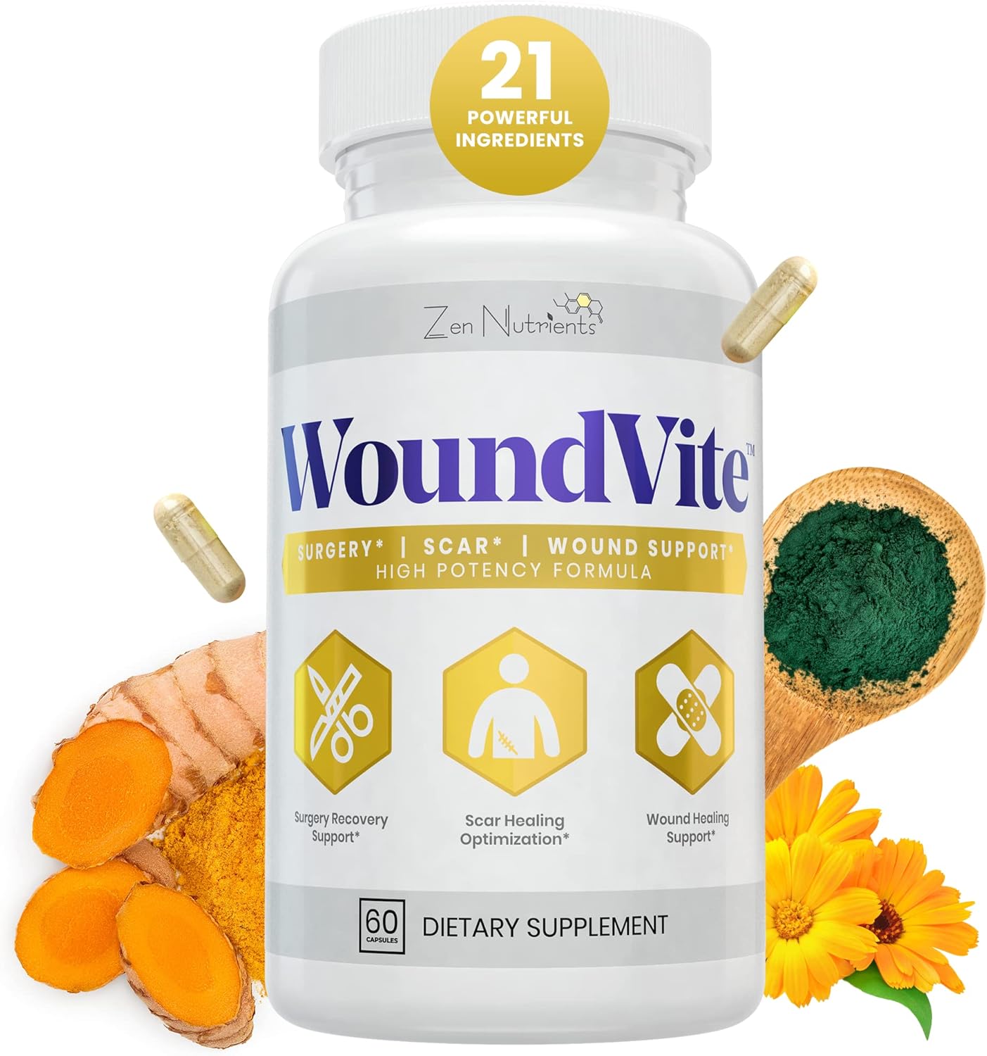 Zen Nutrients WoundVite Pre & Post Surgery Support, Scar
