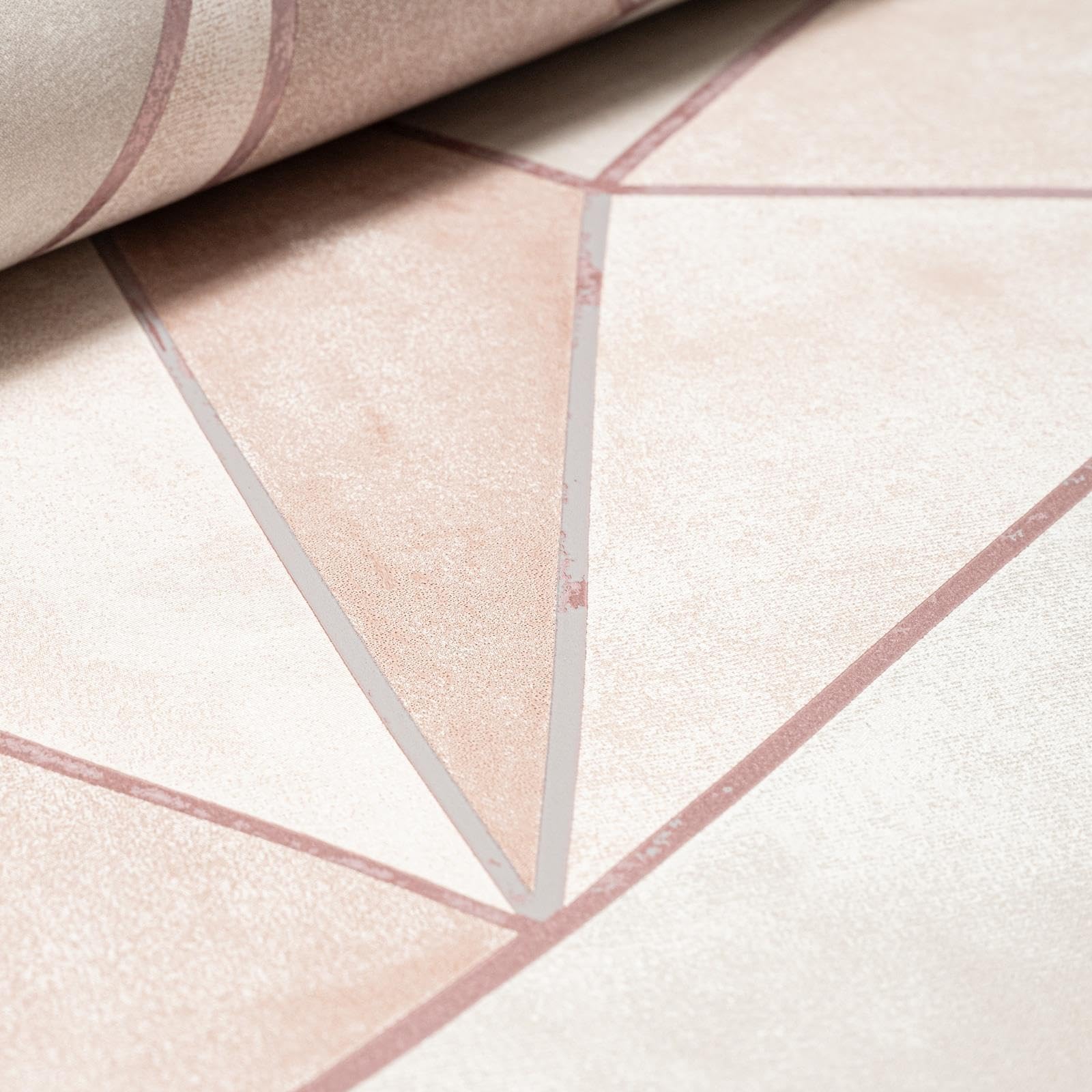 Sophie Laurence Pink Rose Gold Rose Gold Pink Wallpaper Metallic Geometric Smooth Finish Paste The Wall Feature