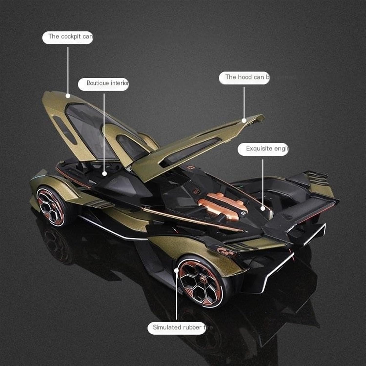 1:18 Motor Show Concept Car V12 Alloy Car Models Car Models(V12 Army Green)