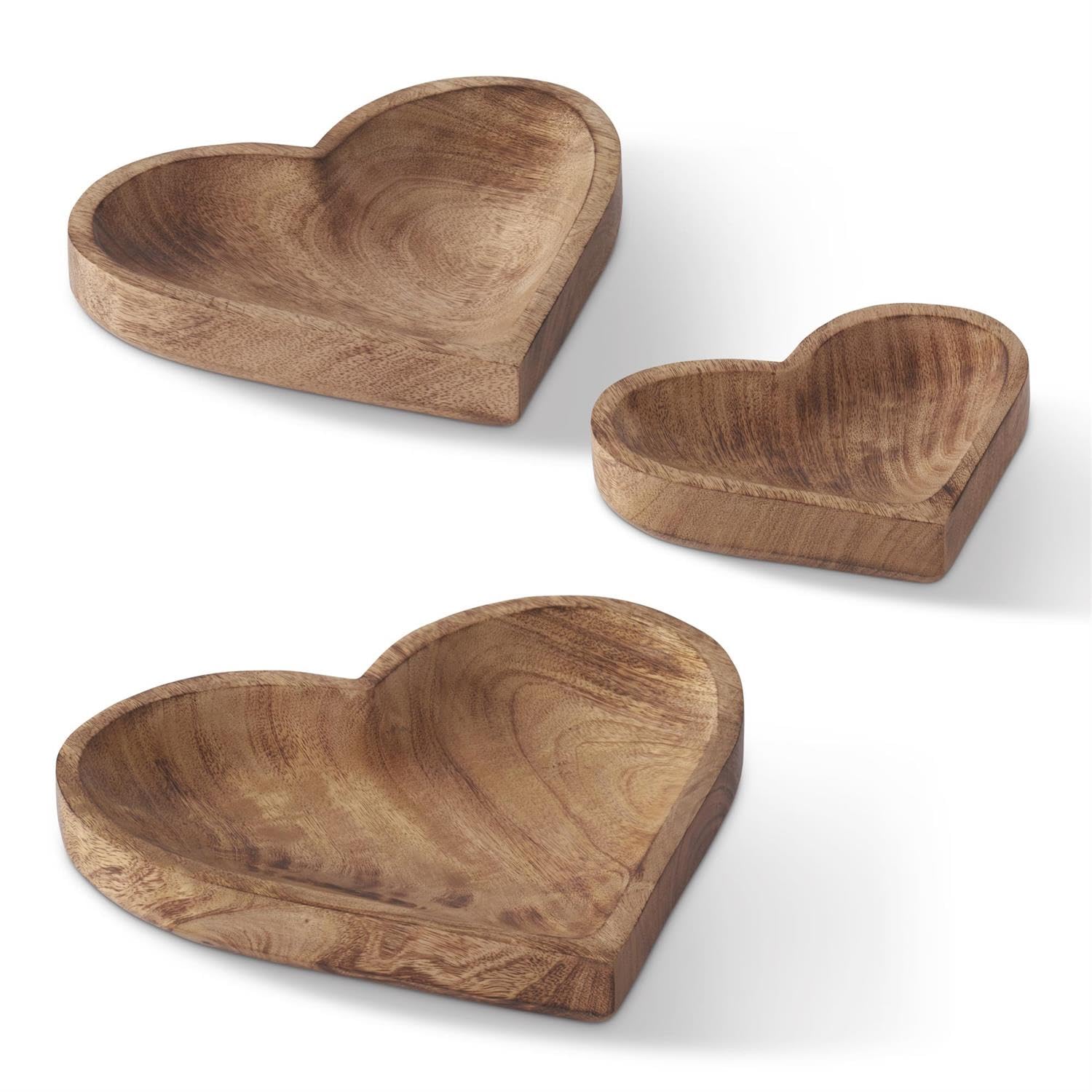 Bandejas de corazón de madera decorativas K&K Interiors de 11.5 pulgadas para organizar llaves