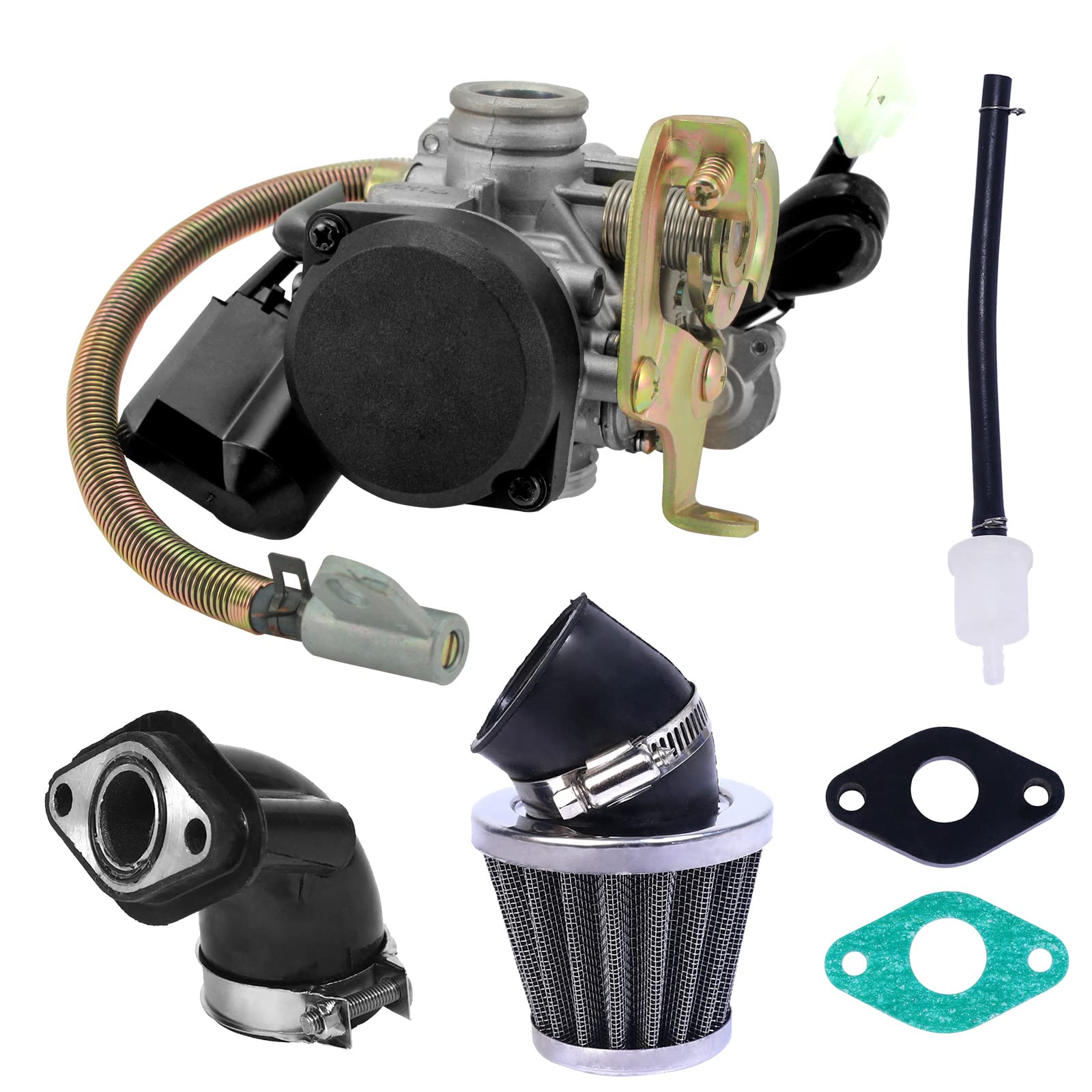 Minho GY6 Carburetor for 49CC 50CC 139QMB 4 Stroke Scooter ATV Taotao Engine 18mm Carb + Intake Manifold Air Filter