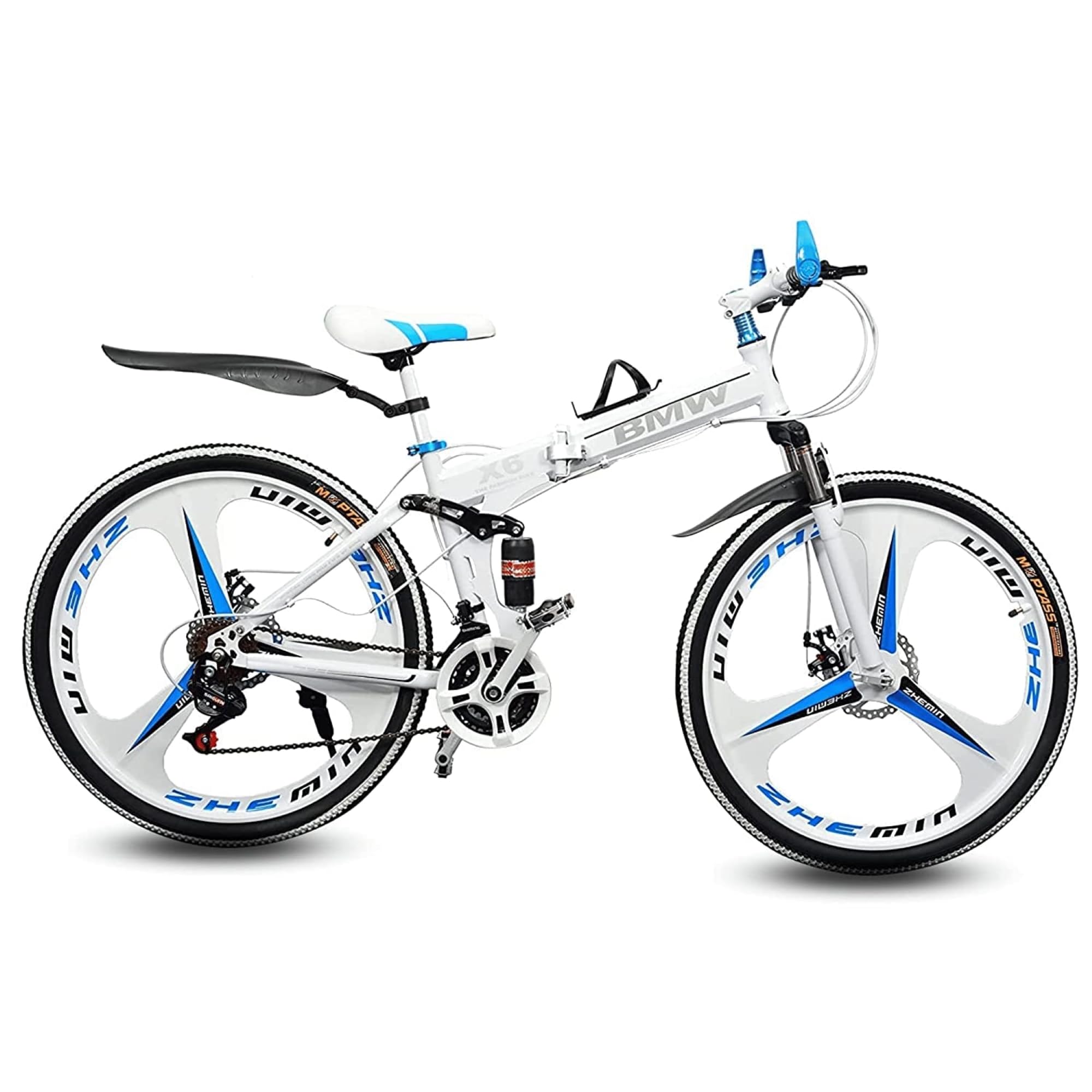 Dunedin Bikes, Foldable Sports Bicycle Mountain Bike/Cycle 26 Inch High Carbon Steel Frame Folding Bicycle with 21 Speed Gear and Double Disc Brake.Blue(Unisex), Dual (White)-picture-36