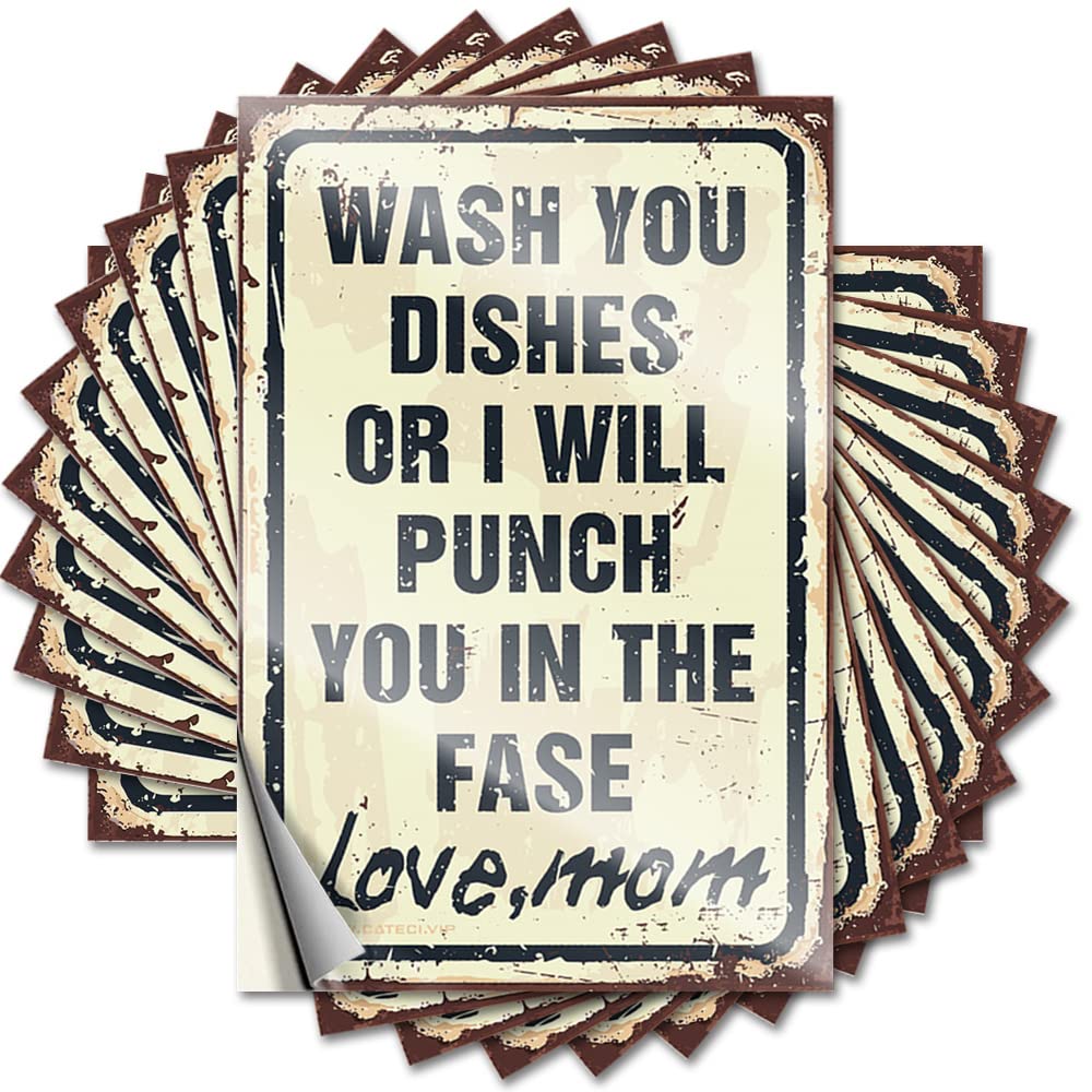 Wash Your Dishes Signed Mom Plush Rustic - Saying Garage Removable Vinyl Decal(12X18CM)