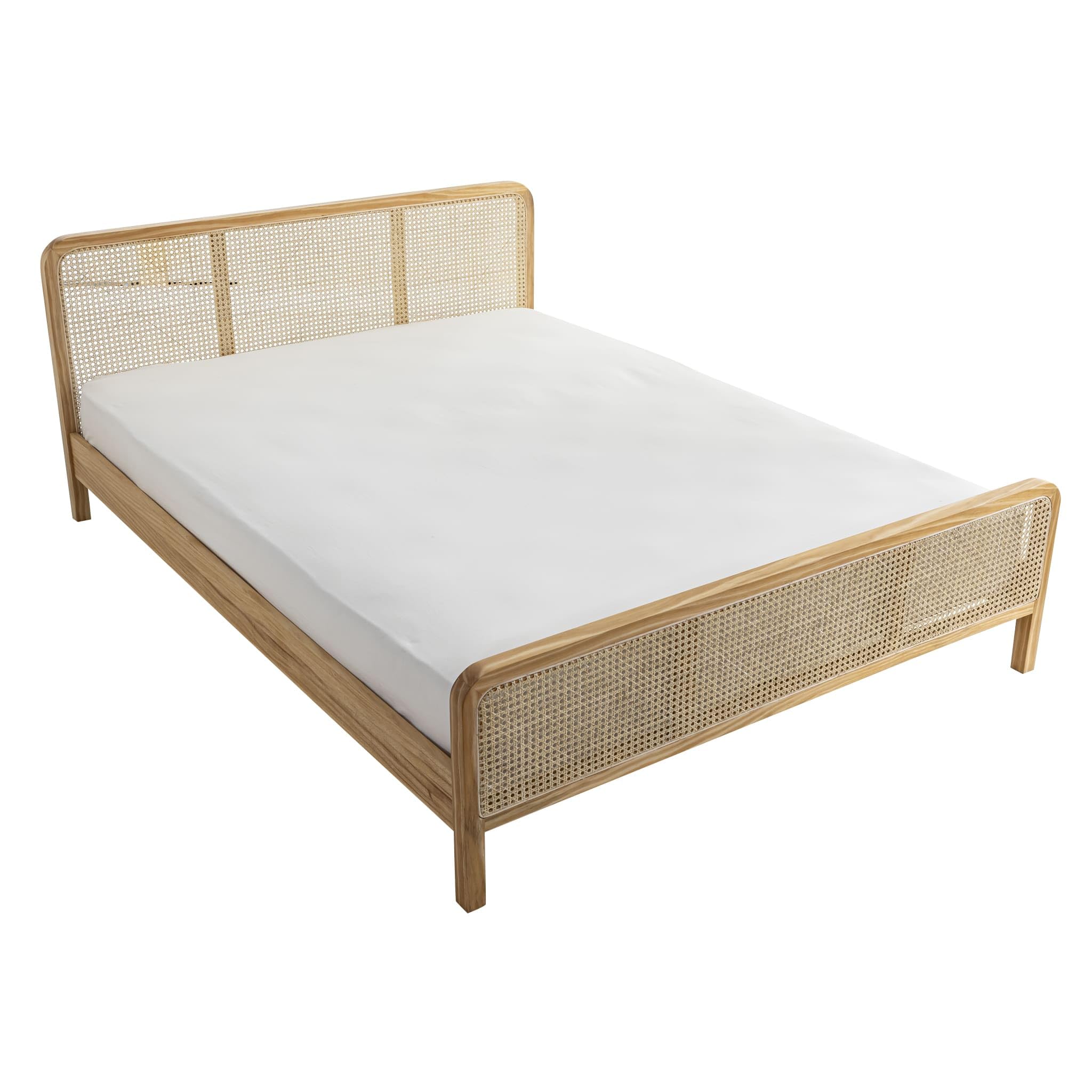 Terre de Nuit Lit Adulte en pin Massif Naturel avec véritable cannage Anna 140x190 - LT17018