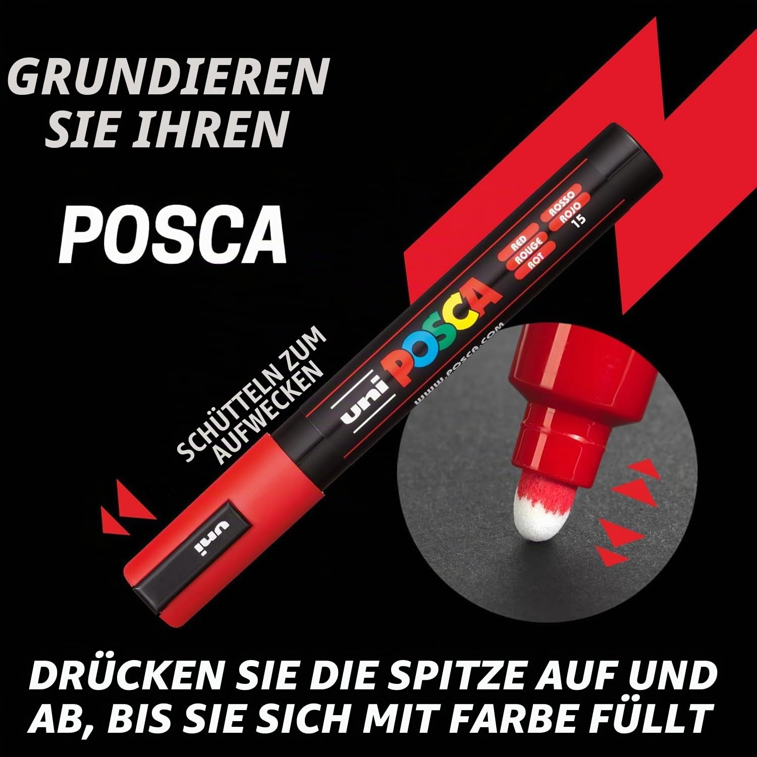 POSCA PC-3M Marker Pen Set, schreibt auf jeder Oberfläche – Glas, Metall, Holz, Kunststoff, Stoff 1 von jeder Farbe – 32 Stifte