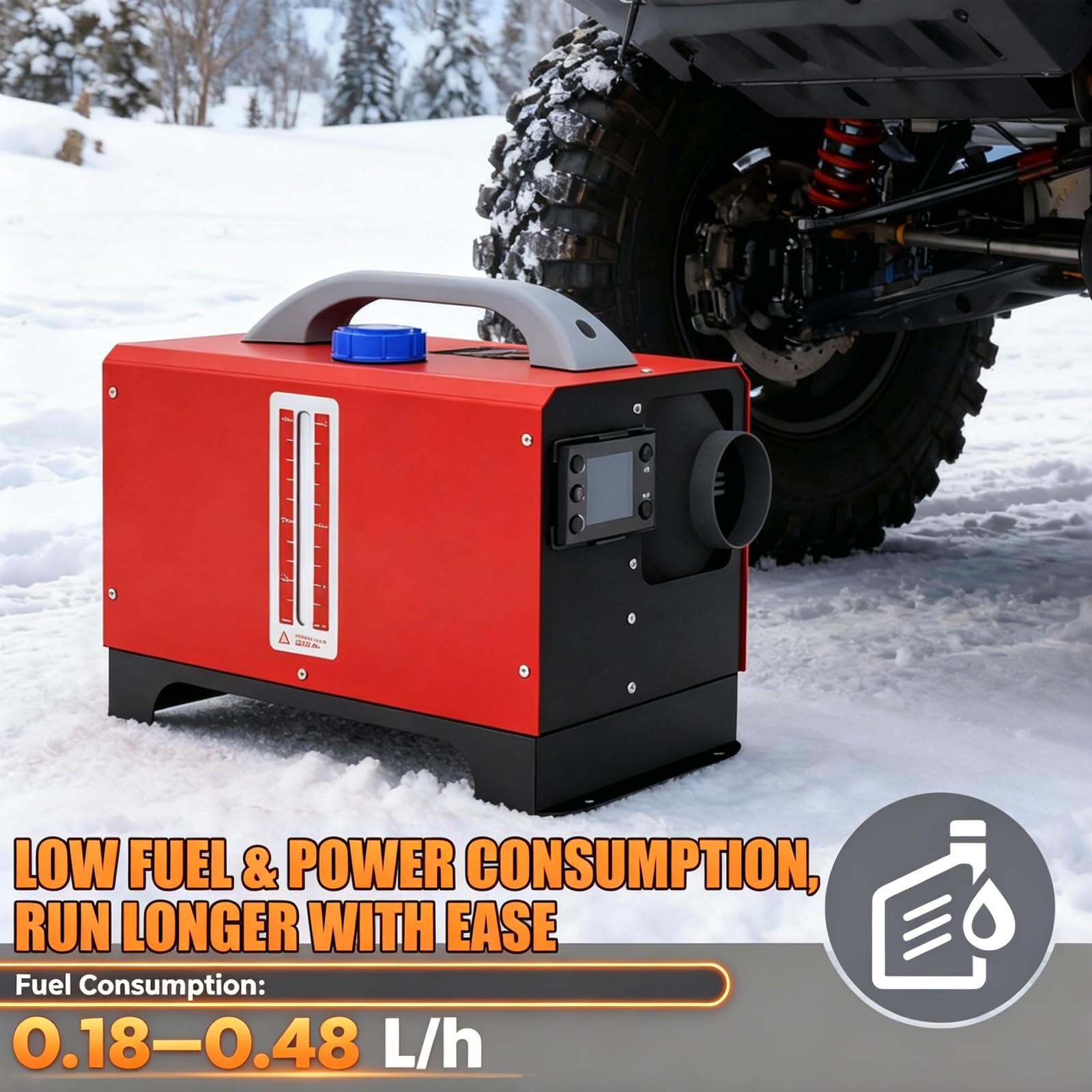 Standheizung Diesel 8KW Lufterhitzer 12V, Dieselheizung mit LCD-Schalter & Fernbedienung, Air Diesel Heizung Set für Auto RV LKW LKW Wohnmobil Bus (Rot, Typ E)