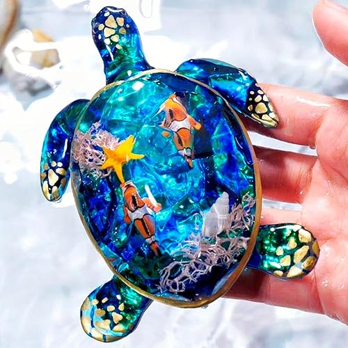 Miniatura 4 de LET'S RESIN Moldes de resina con forma de tortuga, moldes de silicona 3D de animales para resina epoxi, moldes de resina de silicona de arte marino