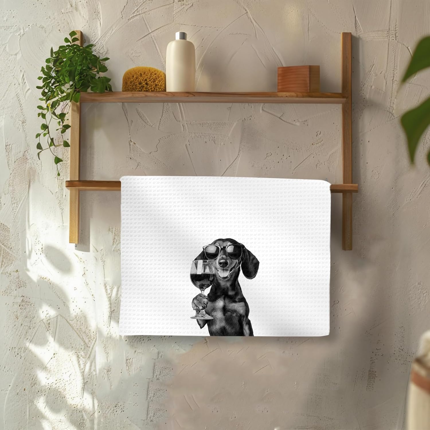 Dachshund Gifts Coffee Wine Kitchen Towels Set of 2, Coffee Dog Dish Tea Towel for Kitchen Decorative, Gifts for Dachshund Lovers Hand Towels, Wine Lover Gift Dog Home Bar Decor, 16x24In - Image 4