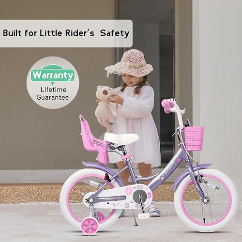 Miniatura 122 de Glerc Maggie Girls Bike, 12-20 Inch Kids Bike for 2-13 Years Old Children, Princess Style Kids Bicycle with Doll-Seat & Basket & Training Wheels,