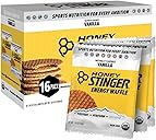 Honey Stinger Organic Vanilla Waffle, Energy Stroopwafel for Exercise, Endurance and Performance, Sports Nutrition for Home & Gym, Pre and Post Workout, Box of 16 Waffles, 16.96 Ounce