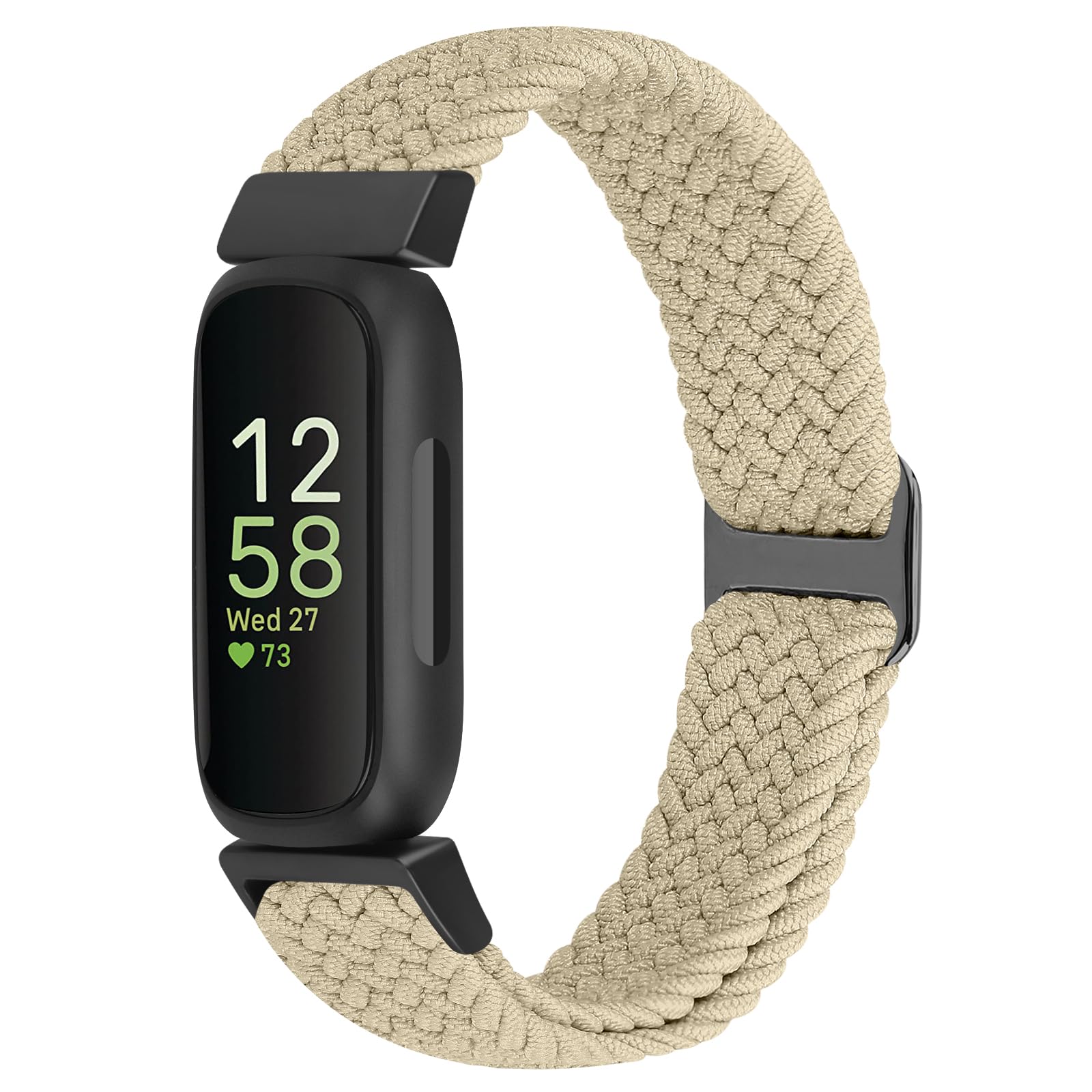 KIBDSNG Adjustable Braided Watch Strap Compatible with Fitbit Inspire 3/Inspire 2/Inspire HR/Inspire/Ace 3/Ace 2, Nylon Elastic Sport Loop Replacement Wristband for Women Men