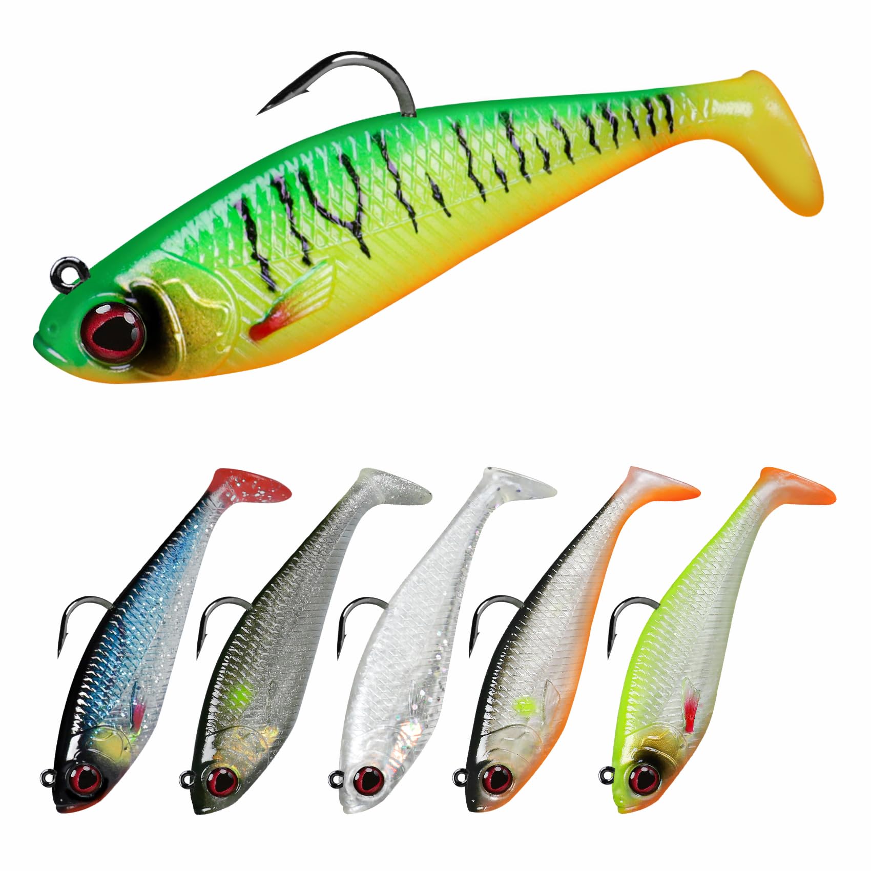 TRUSCEND Pre-rigged Crayfish Fishing Jigs, 1:50 Super Durable TPE Fishing Lures, Well-made Lifelike Shrimp Shad Swimbait, Weedless Lure for Bass Trout Walleye, Saltwater Fishing Gear, Keep Separately!