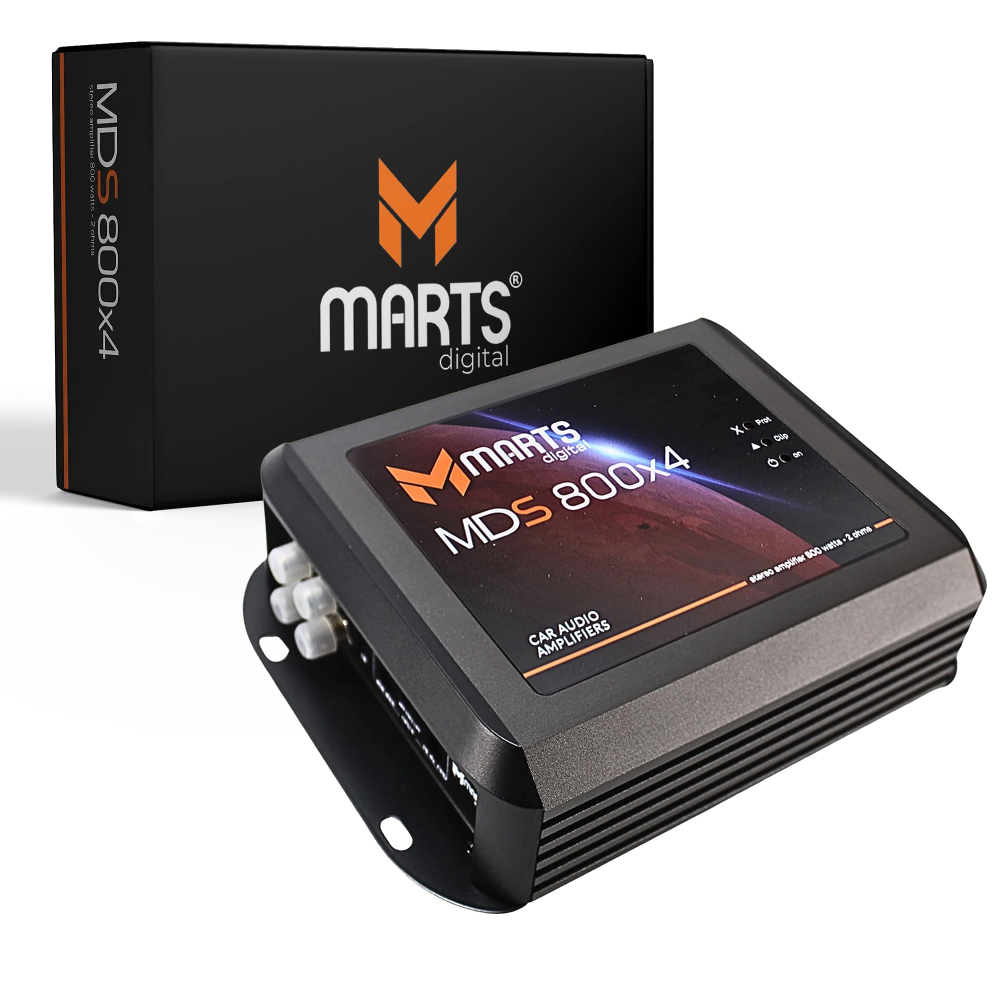 Marts Digital MDS800X4 | 4 Channel Class D Amplifier 800W RMS at 2 Ohms | Compact Size Low Heat Output | Adjustable Filters for Mids Highs Bass | Clean Full Range Power for Car Audio Systems