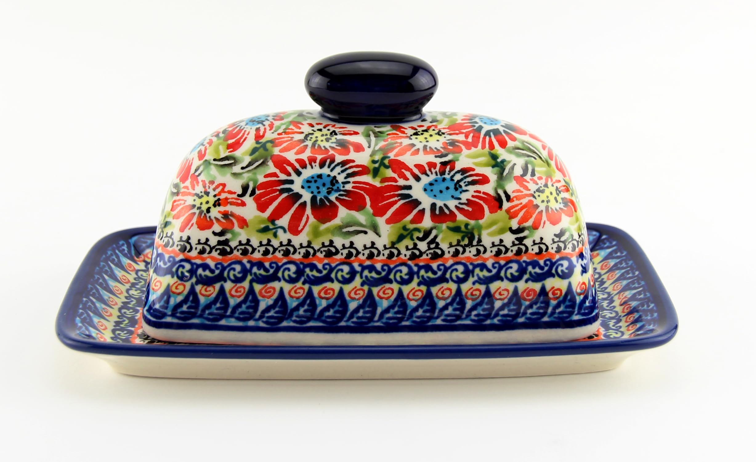 Polish Pottery Butter Dish with Lid 4.25