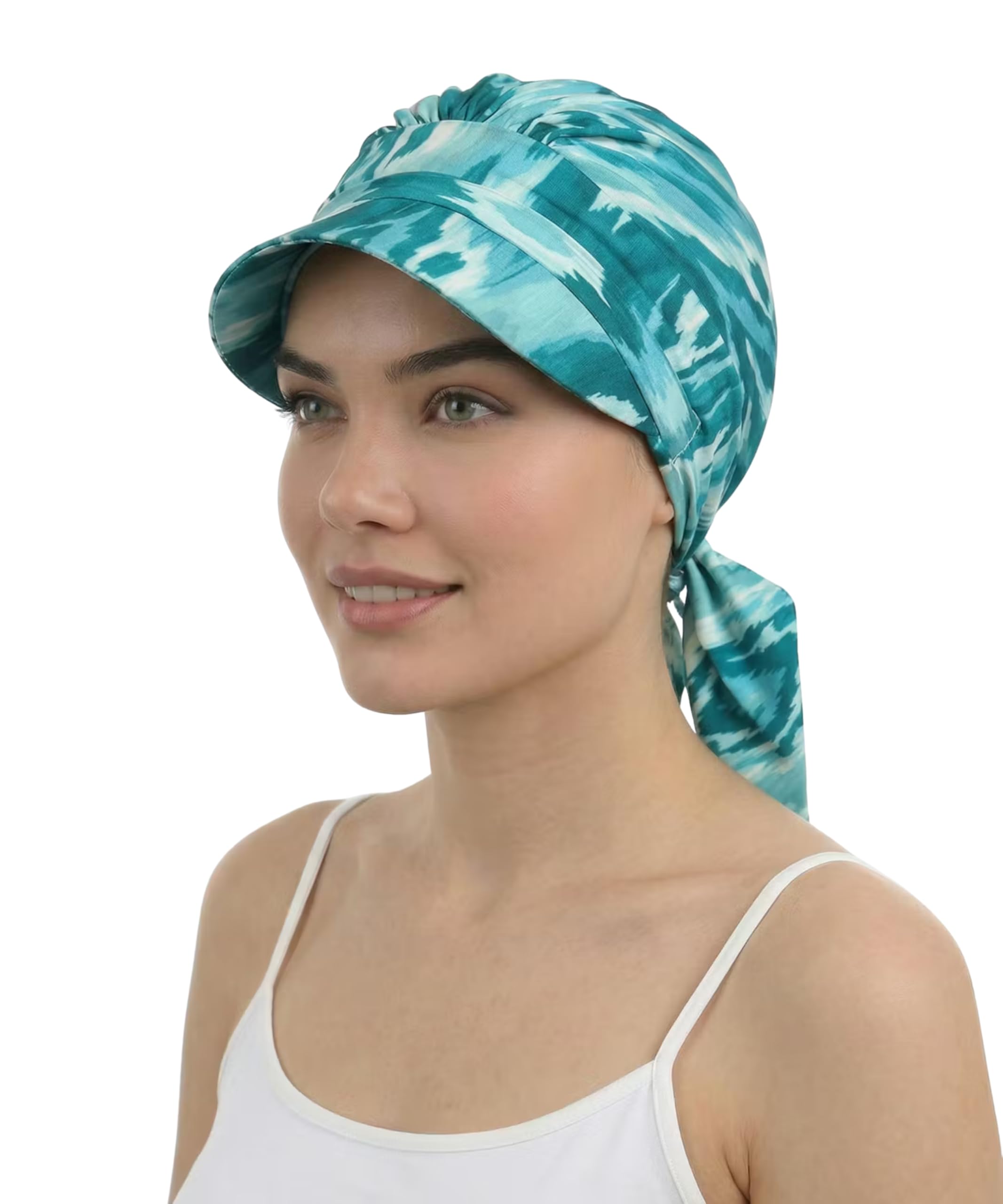 Deresina Gorro Oncológico Mujer Verano – Turbante Oncológico Algodón Pre-Anudado, Pañuelo Oncológico Alopecia, Visera Protección Solar