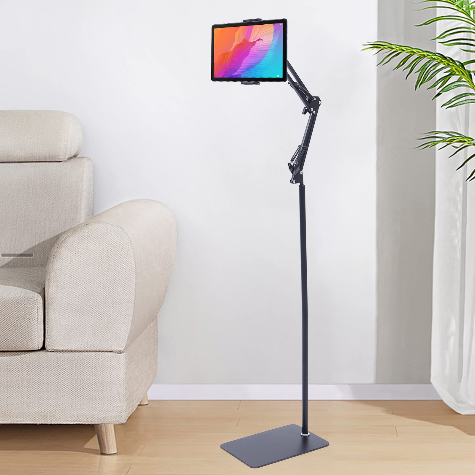 Uchwyt na telefon komórkowy, stojak na tablet, obracany o 360°, uchwyt na tablet, 135 cm, stojak podłogowy, metalowy uchwyt na tablet, wielofunkcyjny stojak na telefon komórkowy