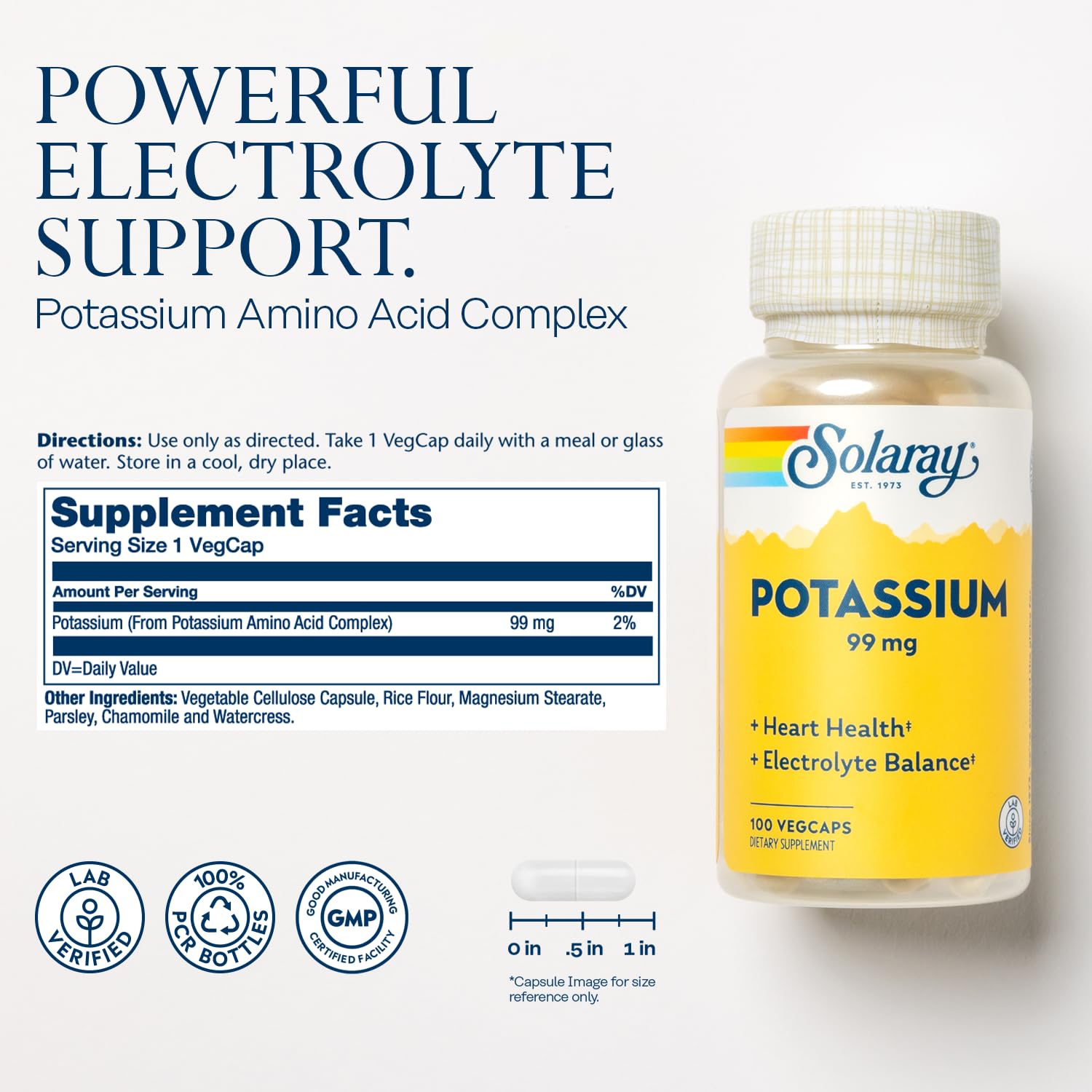 SOLARAY Potassium Supplement Capsules, 100 Vegetable Capsules — Amazon image 2