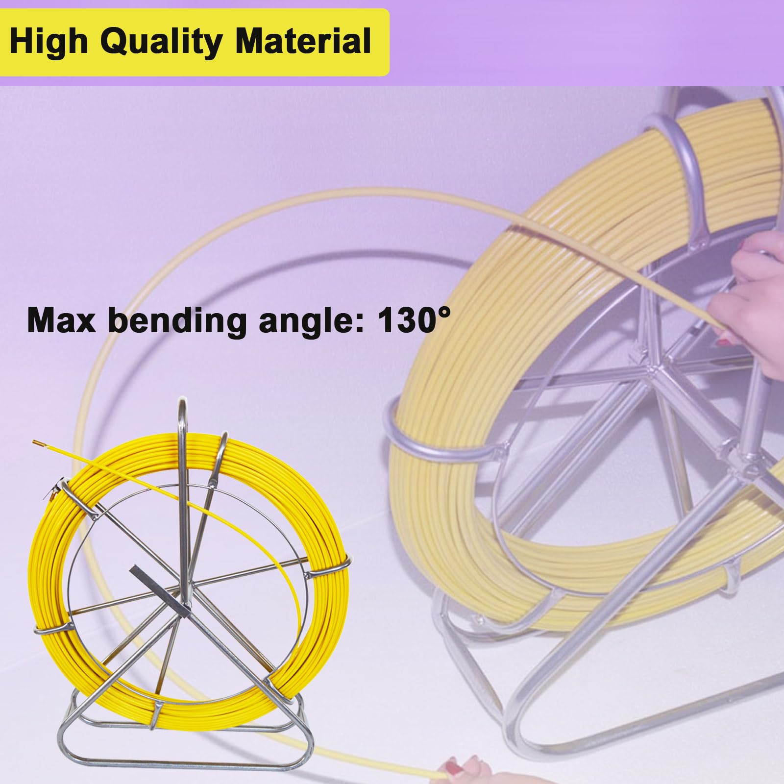 INTBUYING Nastro per pesci Cavo in Fibra di Vetro Cavo per Asta di Corsa Canale Cablaggio 6 mm