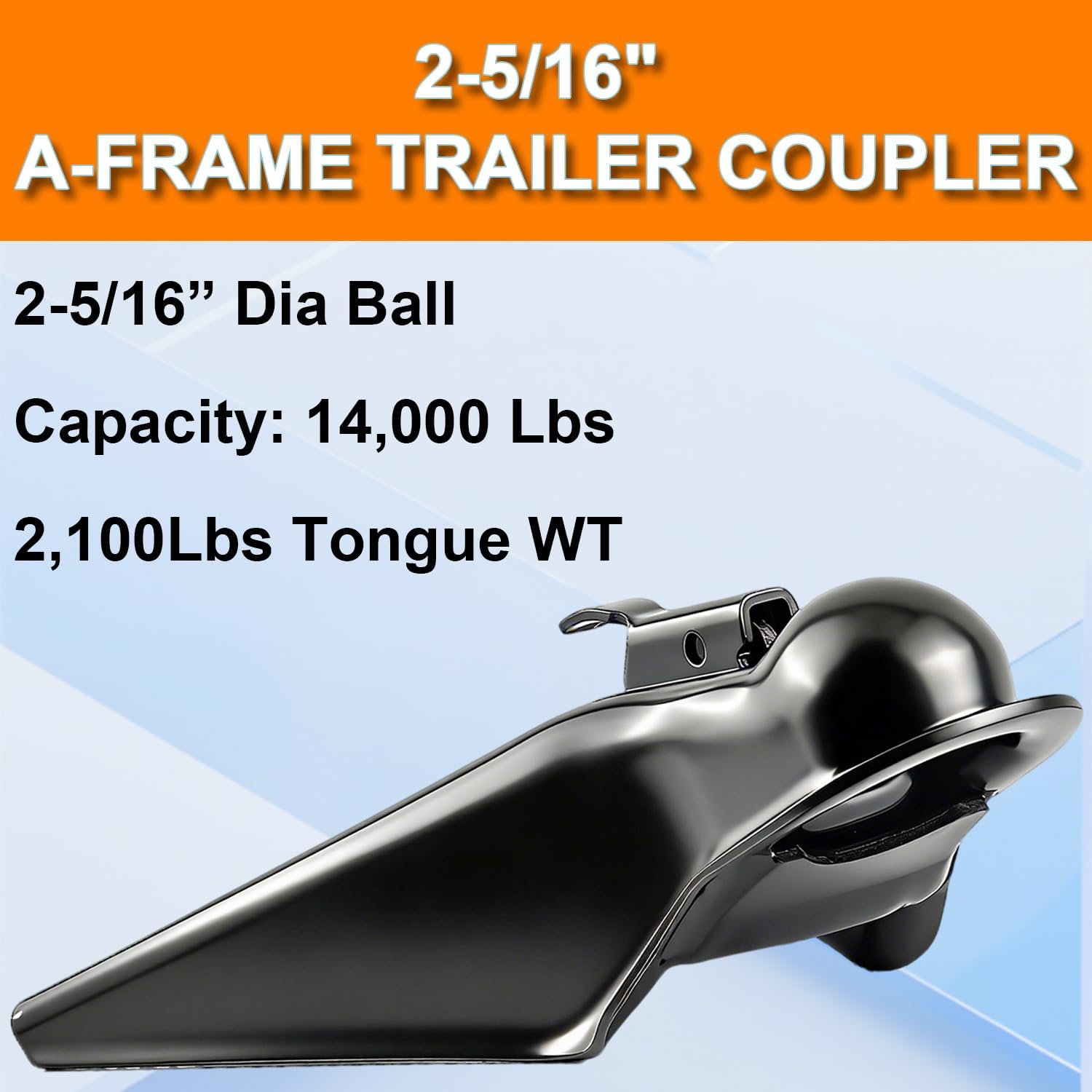2-5/16" 14,000 lb A-Frame Trailer Coupler – Class IV Heavy Duty, Powder Coated Black, Quick-Lock Design, 2-5/16" Hitch Ball Fits Gooseneck & Equipment Trailers